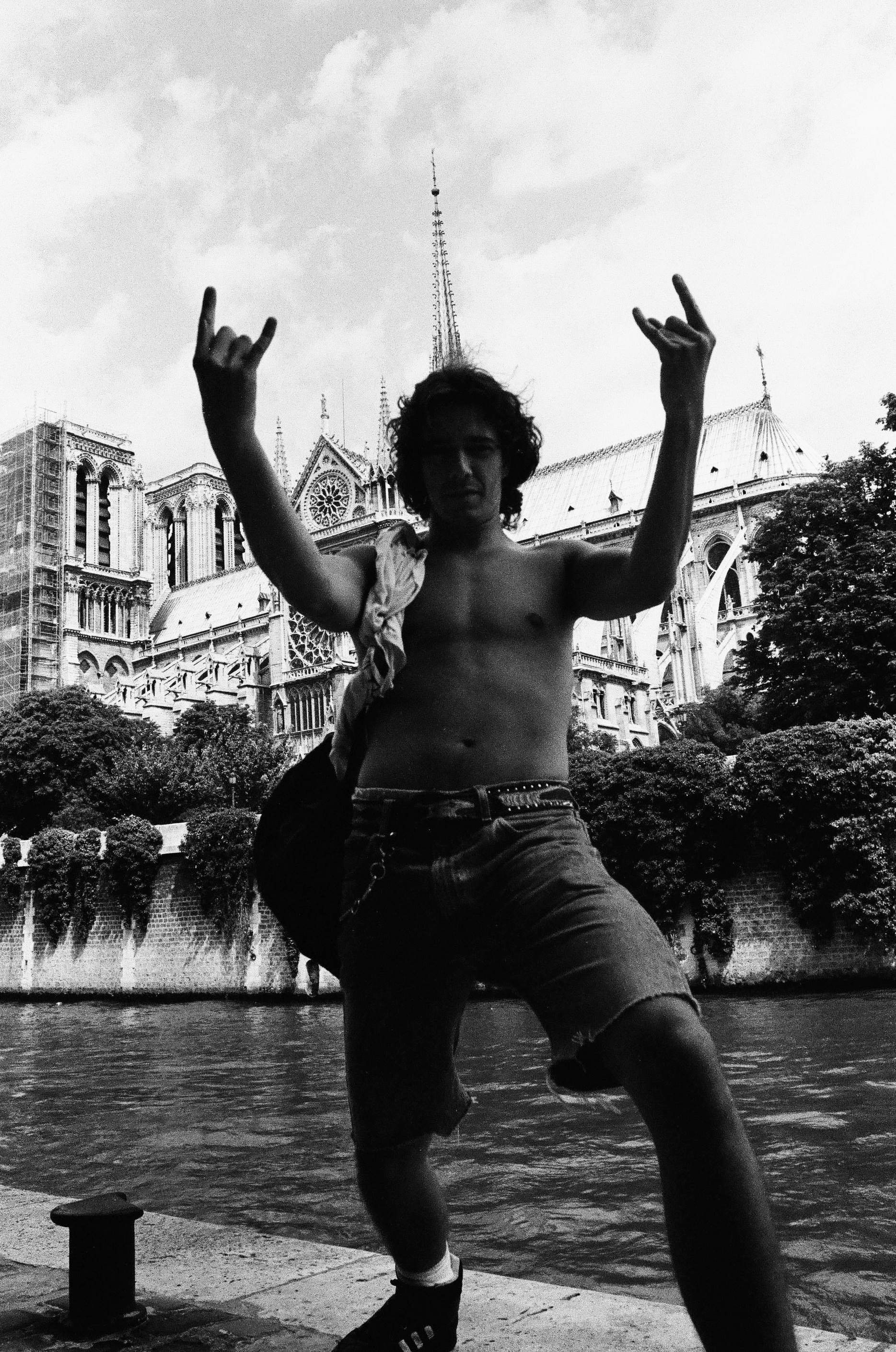 Bryan in front of Notre Dame, Paris 1993