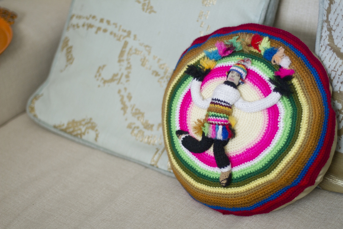 Handwoven Peruvian pillow from Mary Beth's mom.