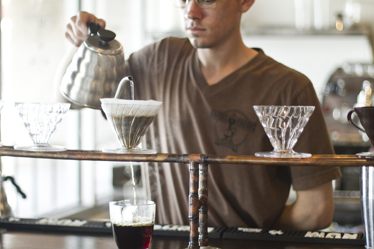 Made-to-order pour-over coffee-- this one is a blend from Honduras, and it's perfect pure and black!