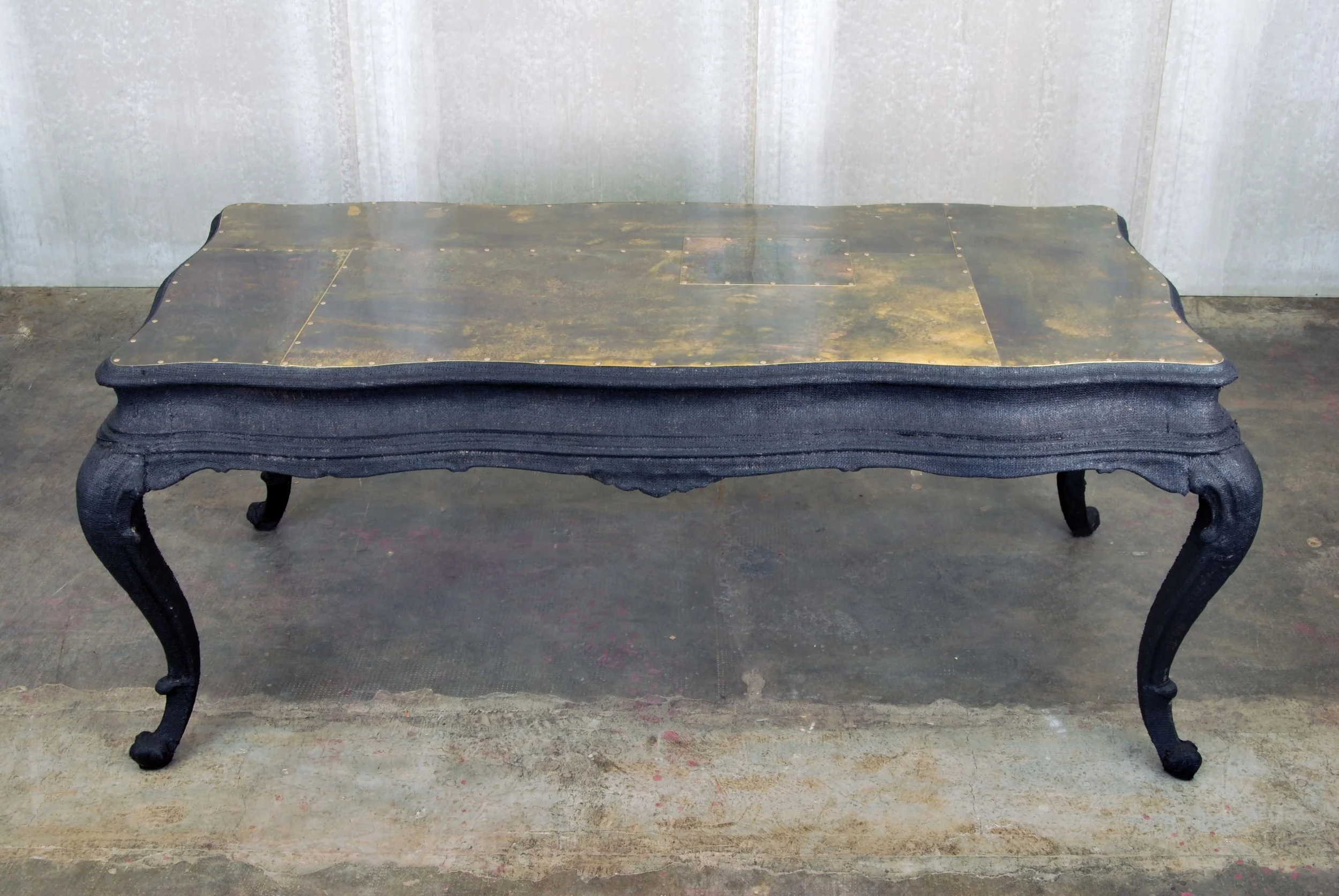 ORVETT for DIESEL - CHIPPENDALE TABLE, black jute and brass