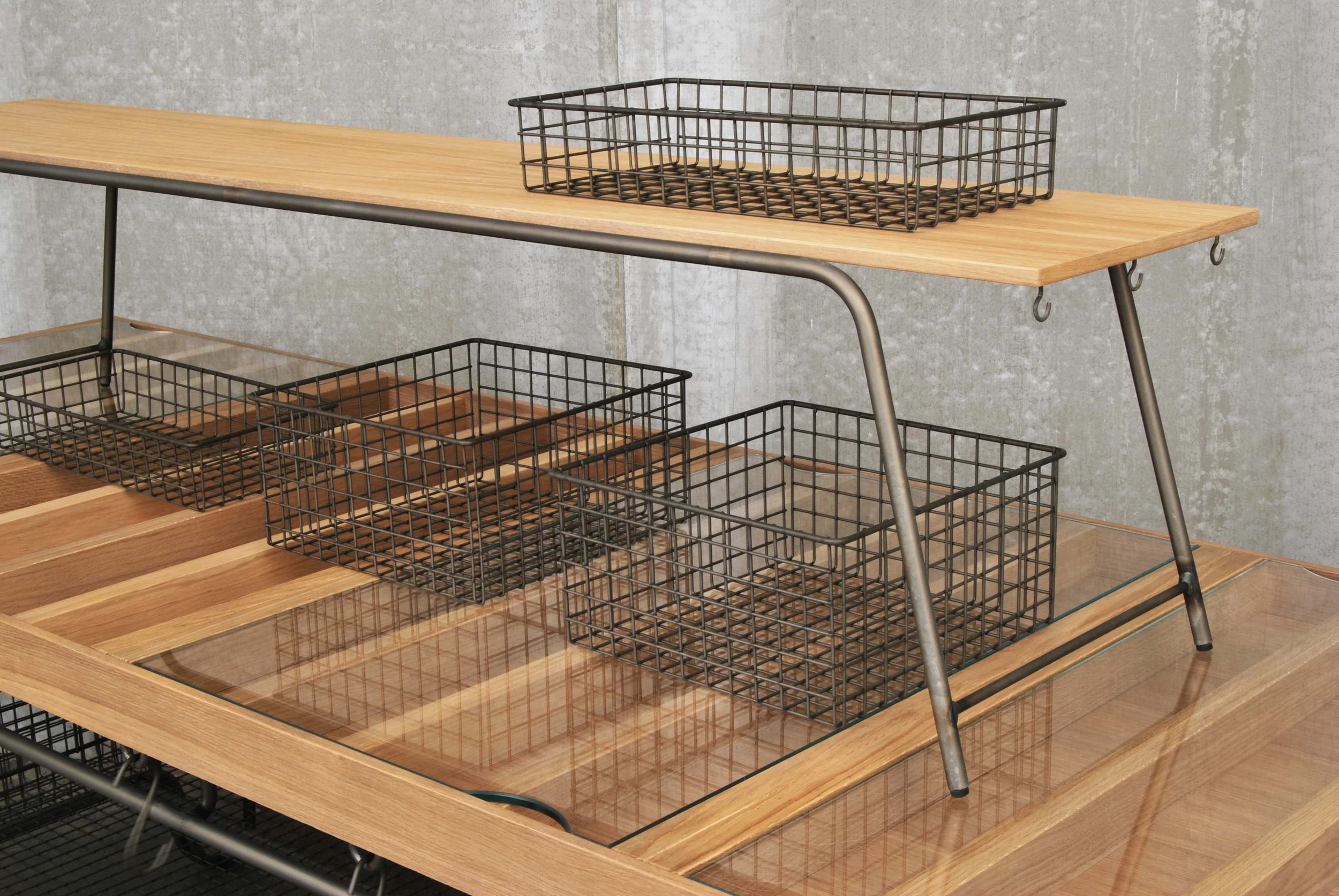 ORVETT for BENETTON, WOOD TABLE and SHELF, detail