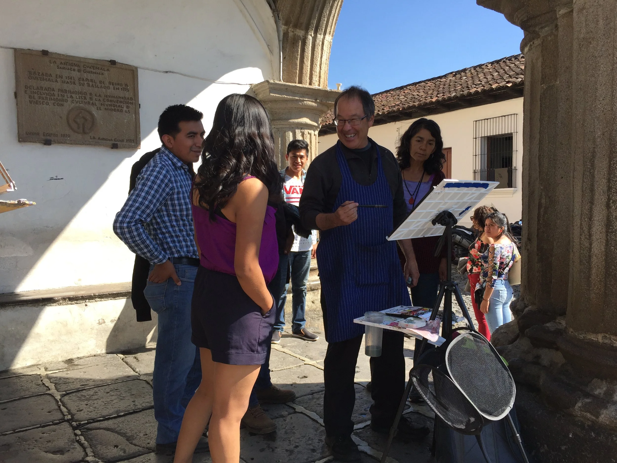Kevin Macpherson chats with locals in Antigua, Guatemala