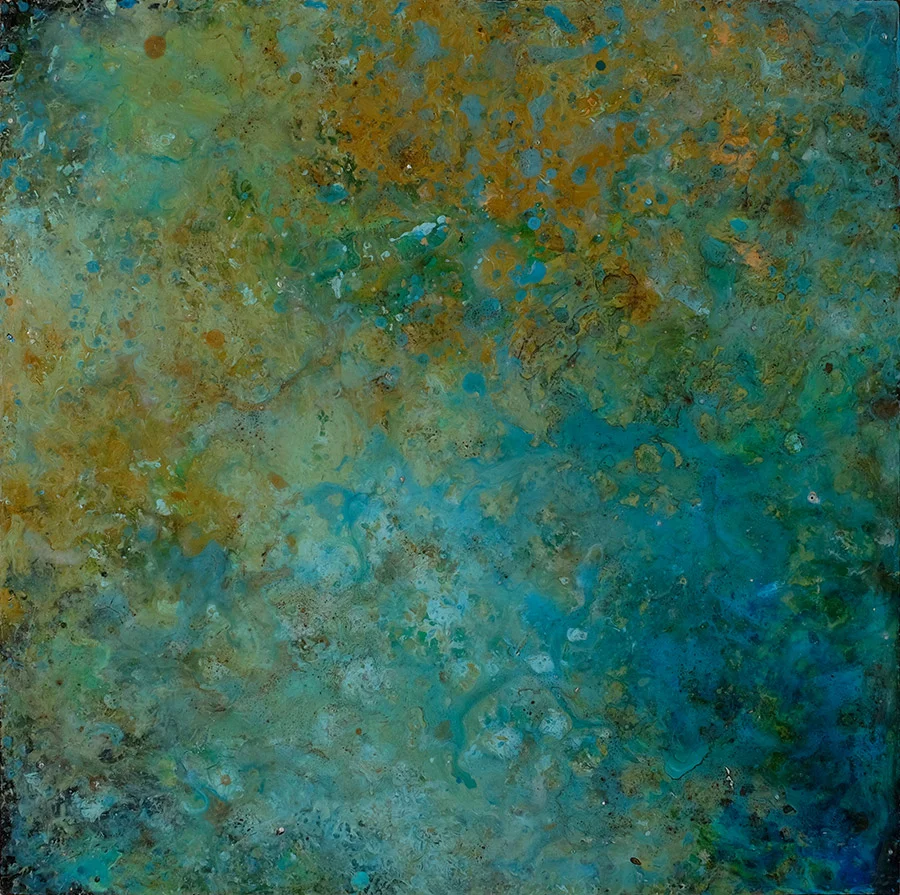 Old Man River- Headwaters : Composition 1.03 Acrylic polymer on mounted oak panel, 12 x 12 in., 2003-2006