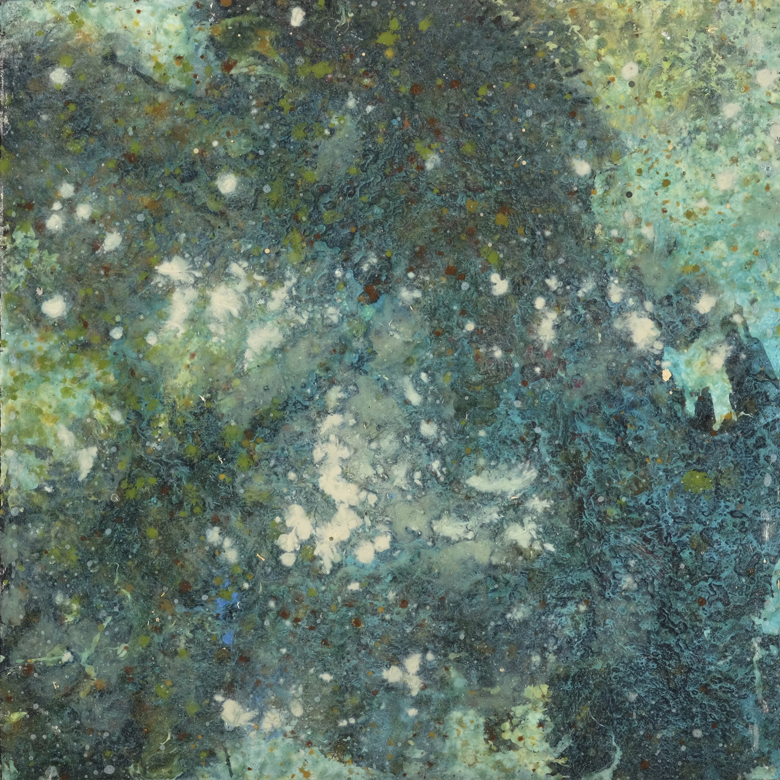 Immersion: Composition 1.05 Acrylic polymer on mounted oak panel, 15.75 x 15.75 in., 2002-2008 Available at Vancouver's KIMOTO GALLERY