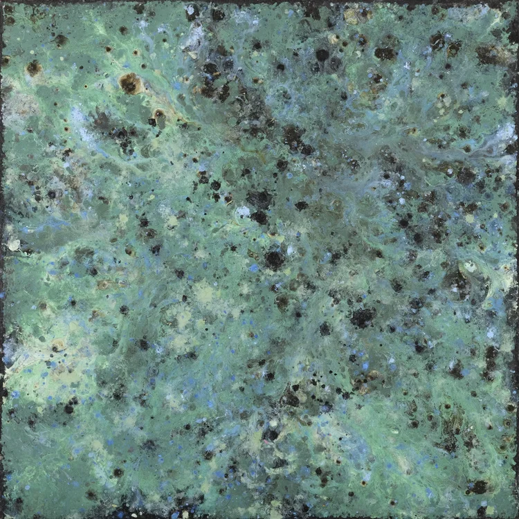 Sacred Ground - Rock Face: Composition 1.01 Acrylic polymer on mounted oak panel, 15.5 x 15.5 in, 2002-2008 Available at Vancouver's KIMOTO GALLERY