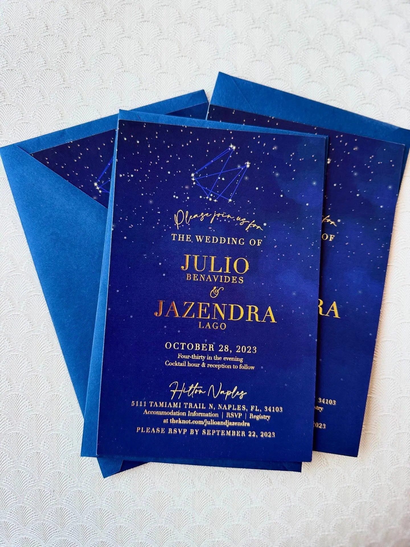 Celestial invitations for J&amp;J featuring their wedding night constellations and gold-foiled names, complete with custom thank you tags for the favors.

#weddinginvitations #weddingstationery #weddingstationerydesigner #weddingdesign #weddingdesign
