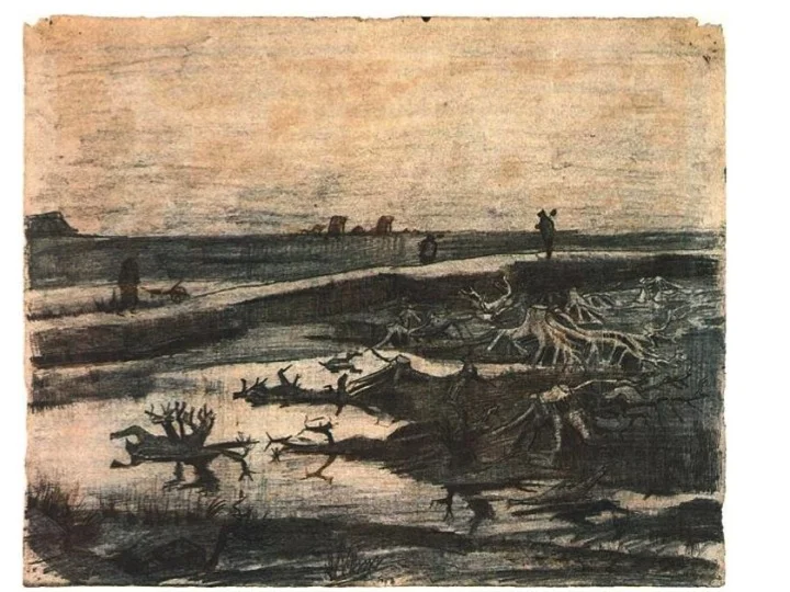 Landscape with Bog-Oak Trunk , drawn in Drenthe, The Netherlands, in 1883 (Museum of Fine Arts, Boston)
