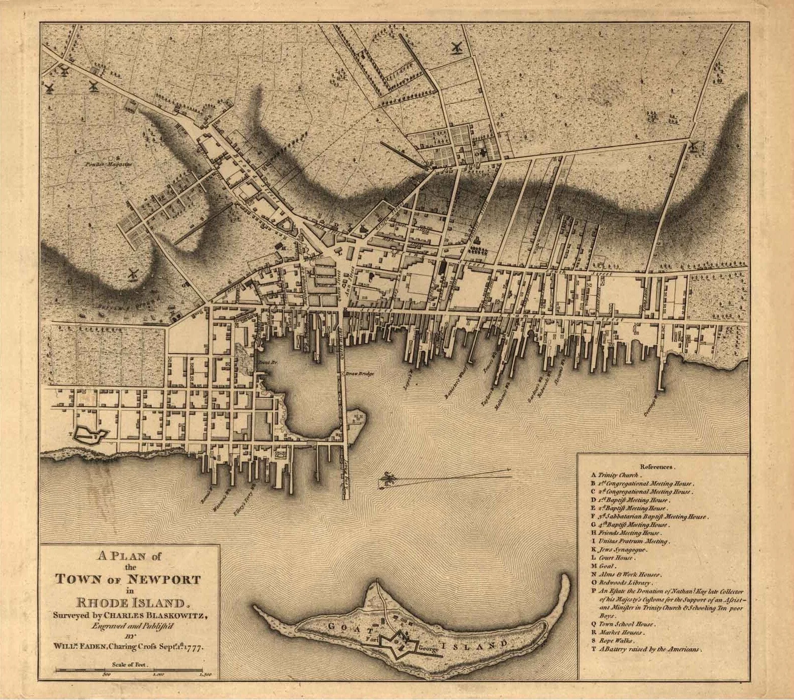Map of Newport in 1777. Courtesy of the Library of Congress.