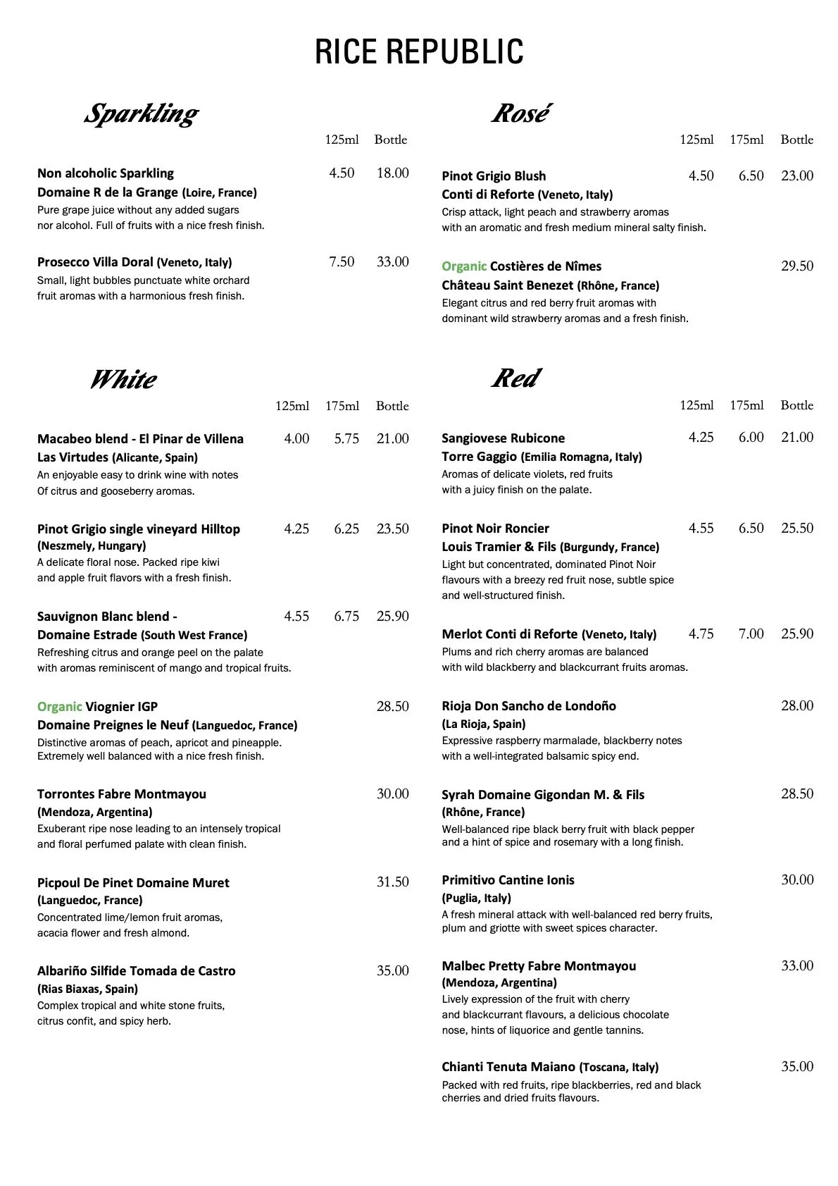 Rice Republic London – Rice Republic de London Carte – SKRW