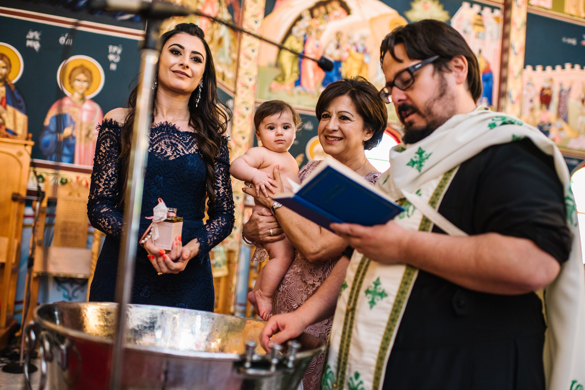 Baby and grandmother Greek orthodox christening