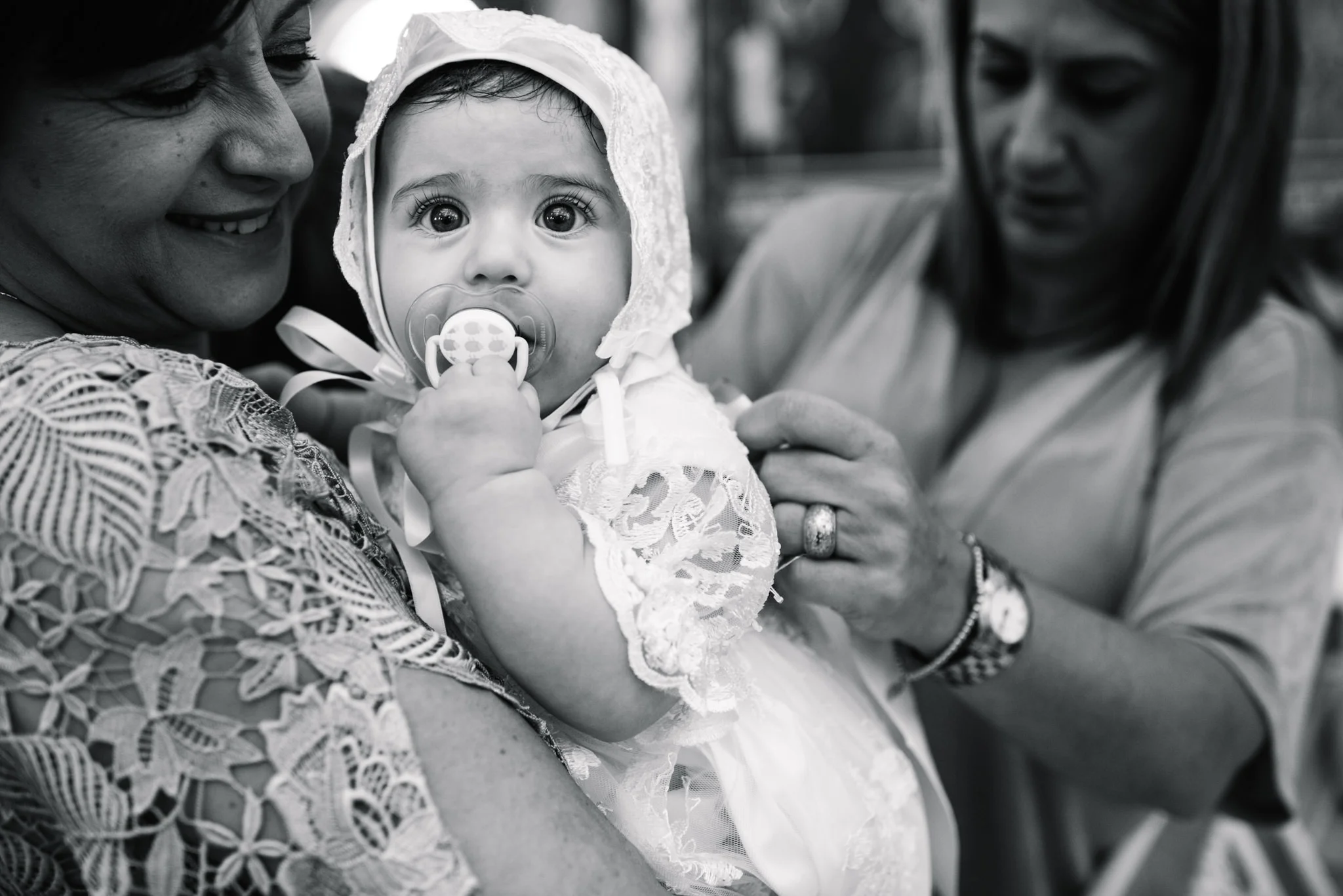 Baby in christening gown