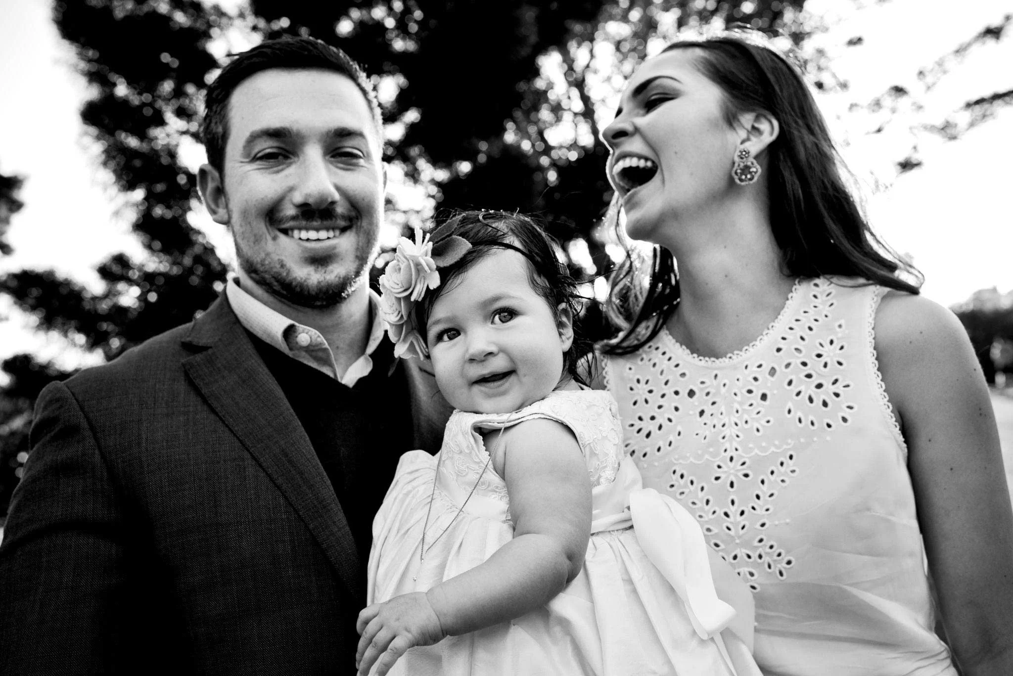 Christening reception Centennial Homestead family portrait