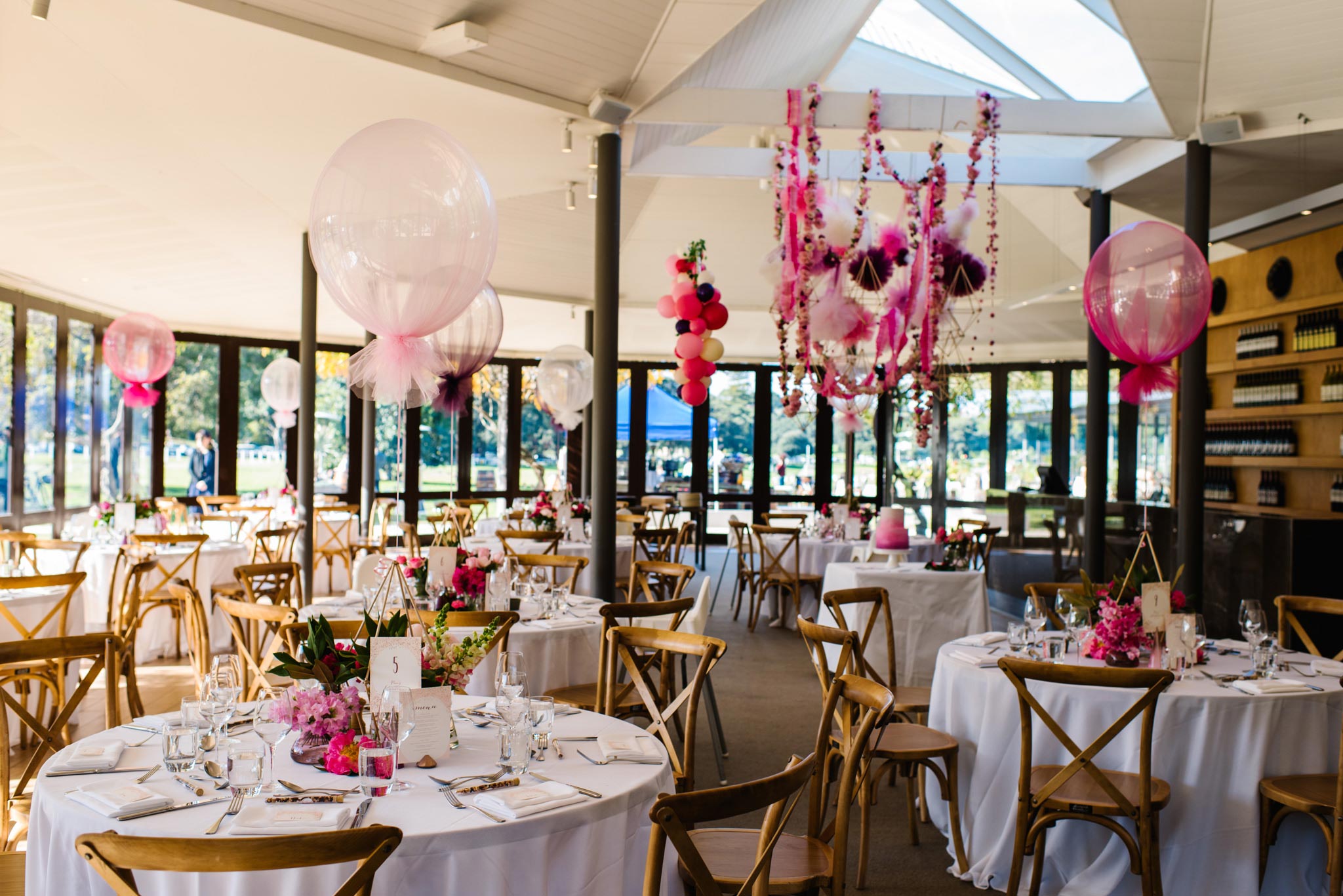 Overview of christening decorations at Centennial Homestead venue