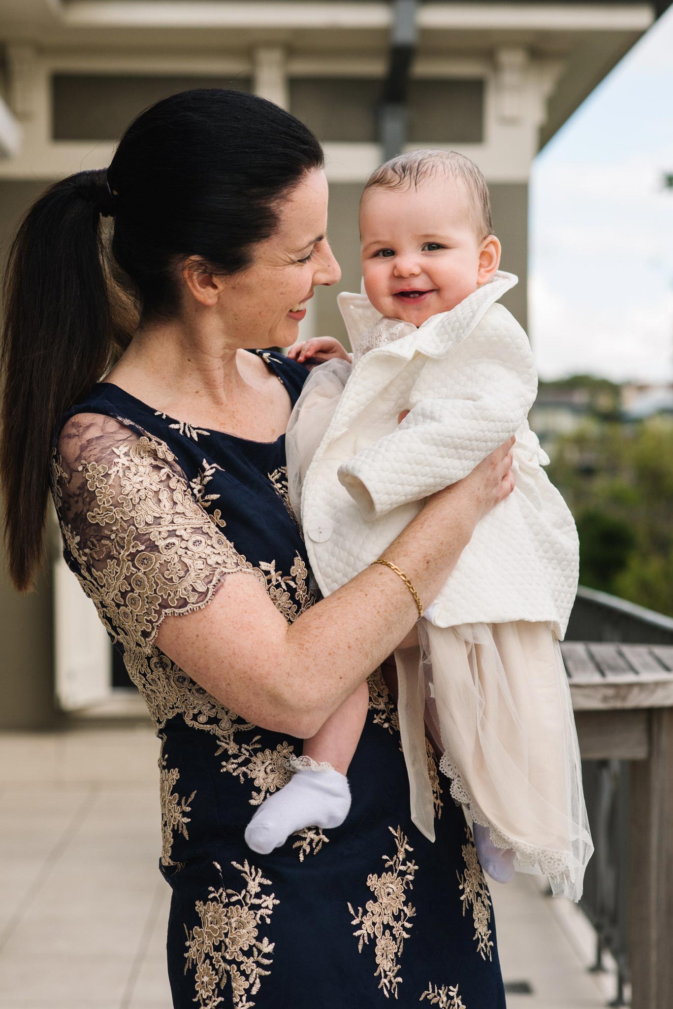 Mother and daughter at Dunbar House christening reception