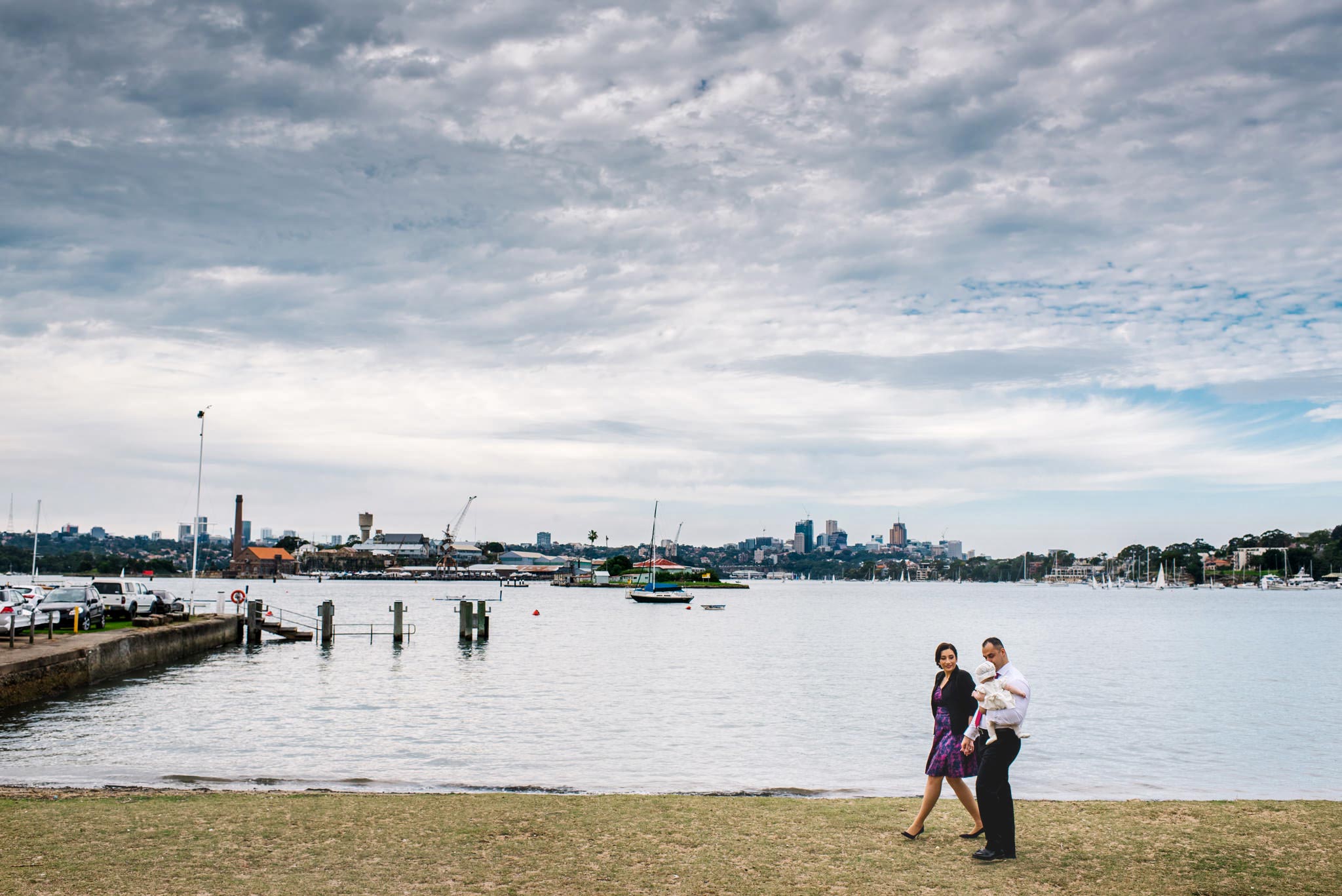 Family on beach at Birkenhead christening reception