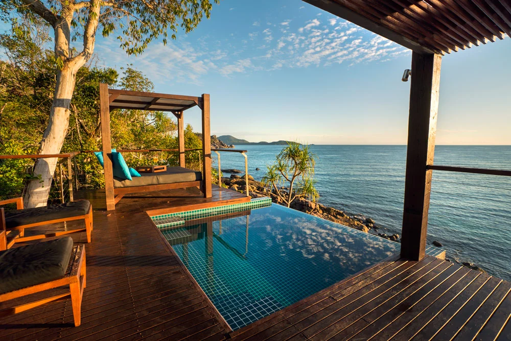 The Point Villa plunge pool at sunrise