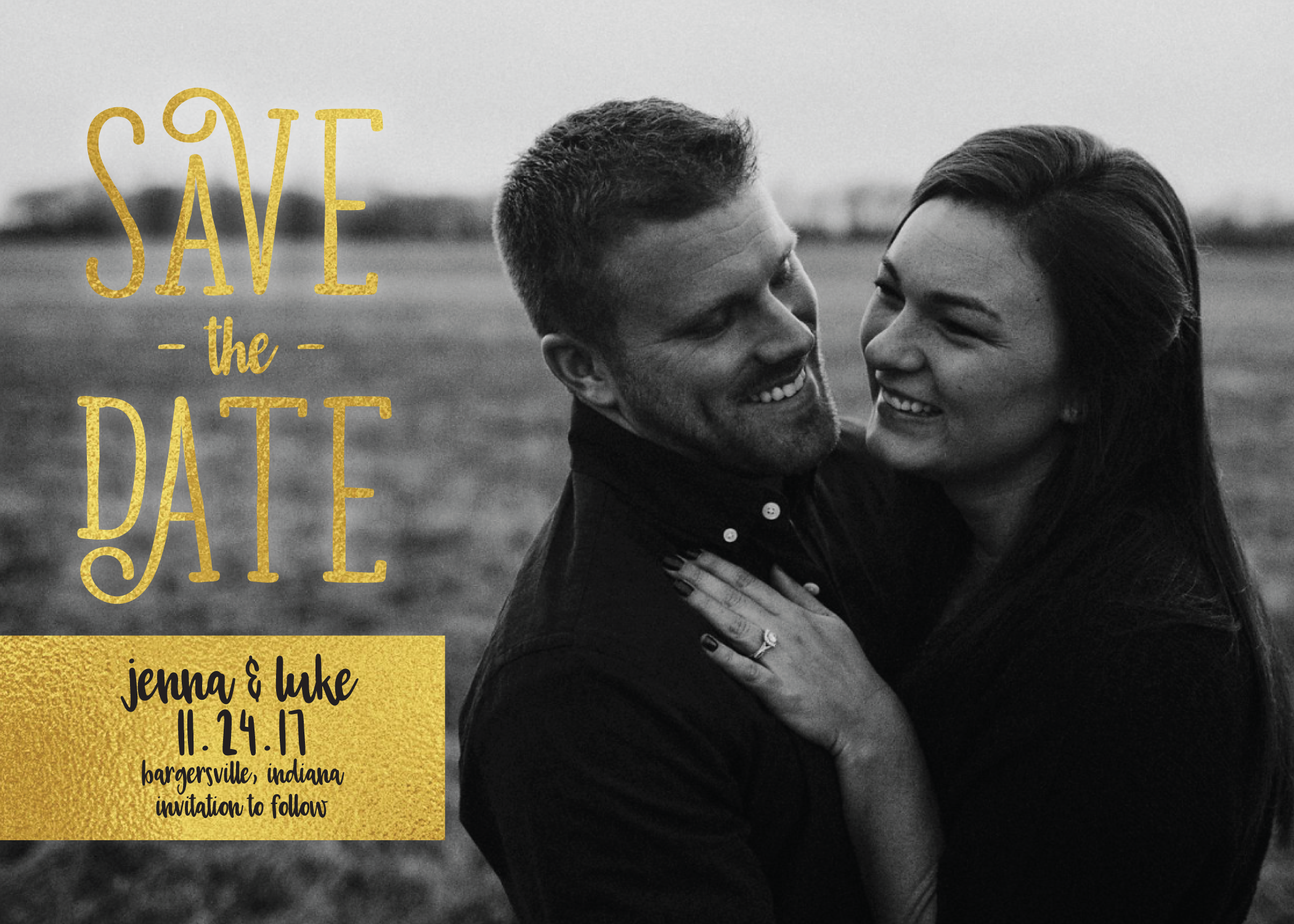 "PHOTO GOLD FOIL" 5x7 inch card. Gold foil is an image only, not actual pressed foil. 160 cards for $100. 