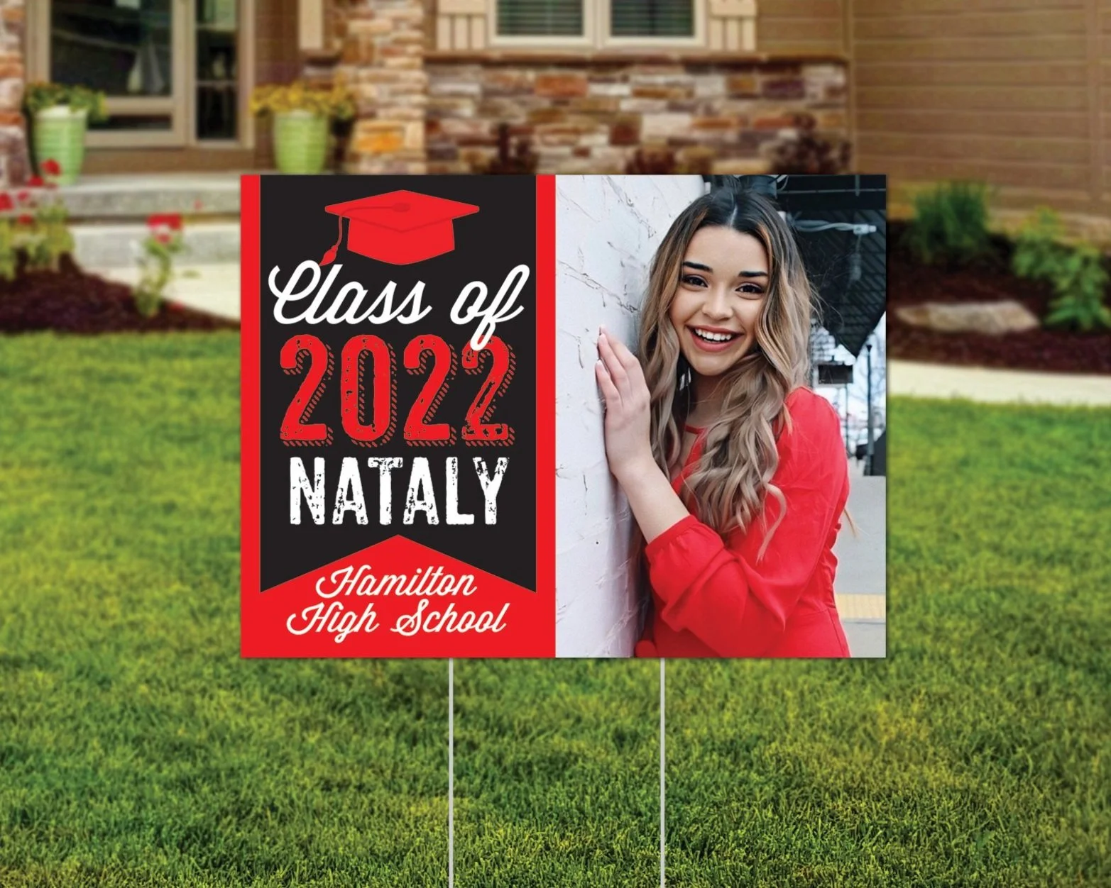 Graduation Yard Sign Maroon Burgundy —