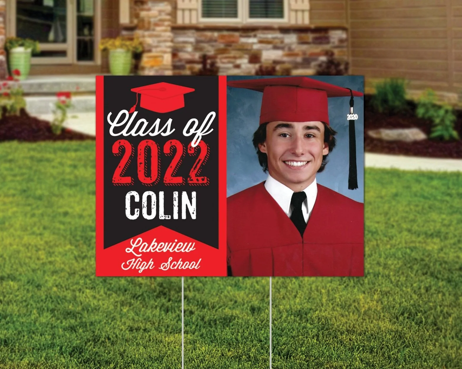 Graduation Yard Sign Maroon Burgundy —