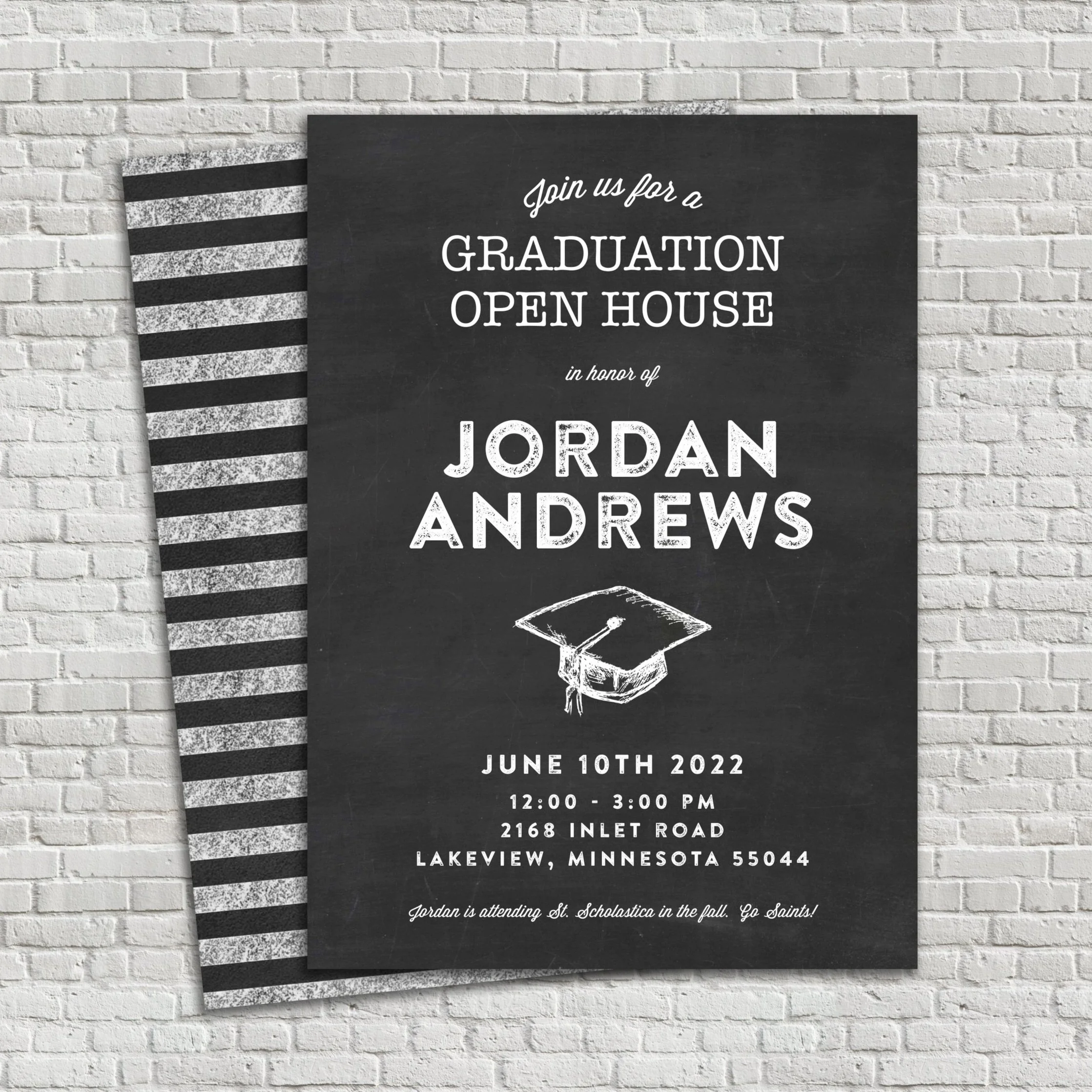 Chalkboard Graduation Party Invitation Chalkboard Digital File