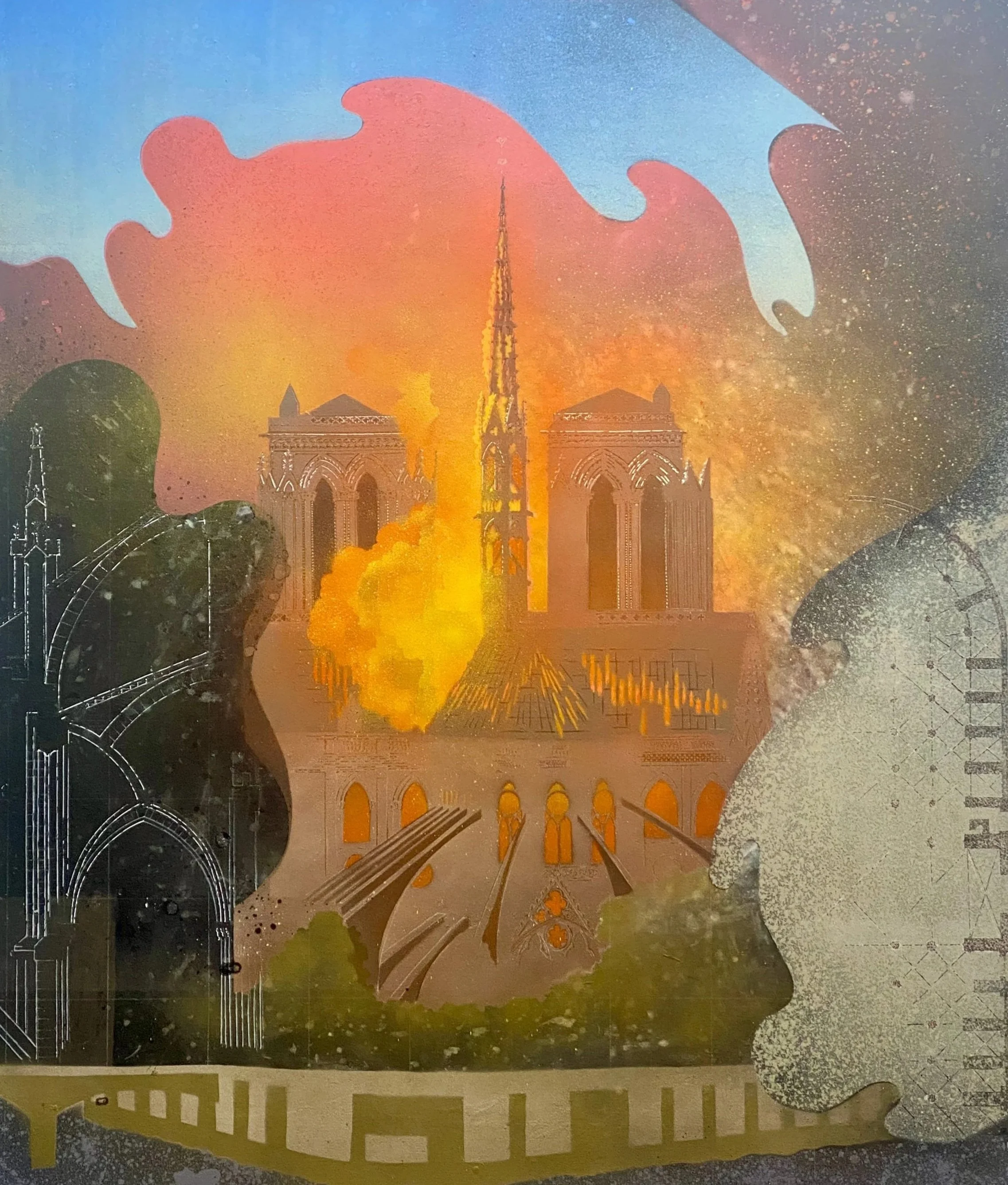 Notre Dame On Fire