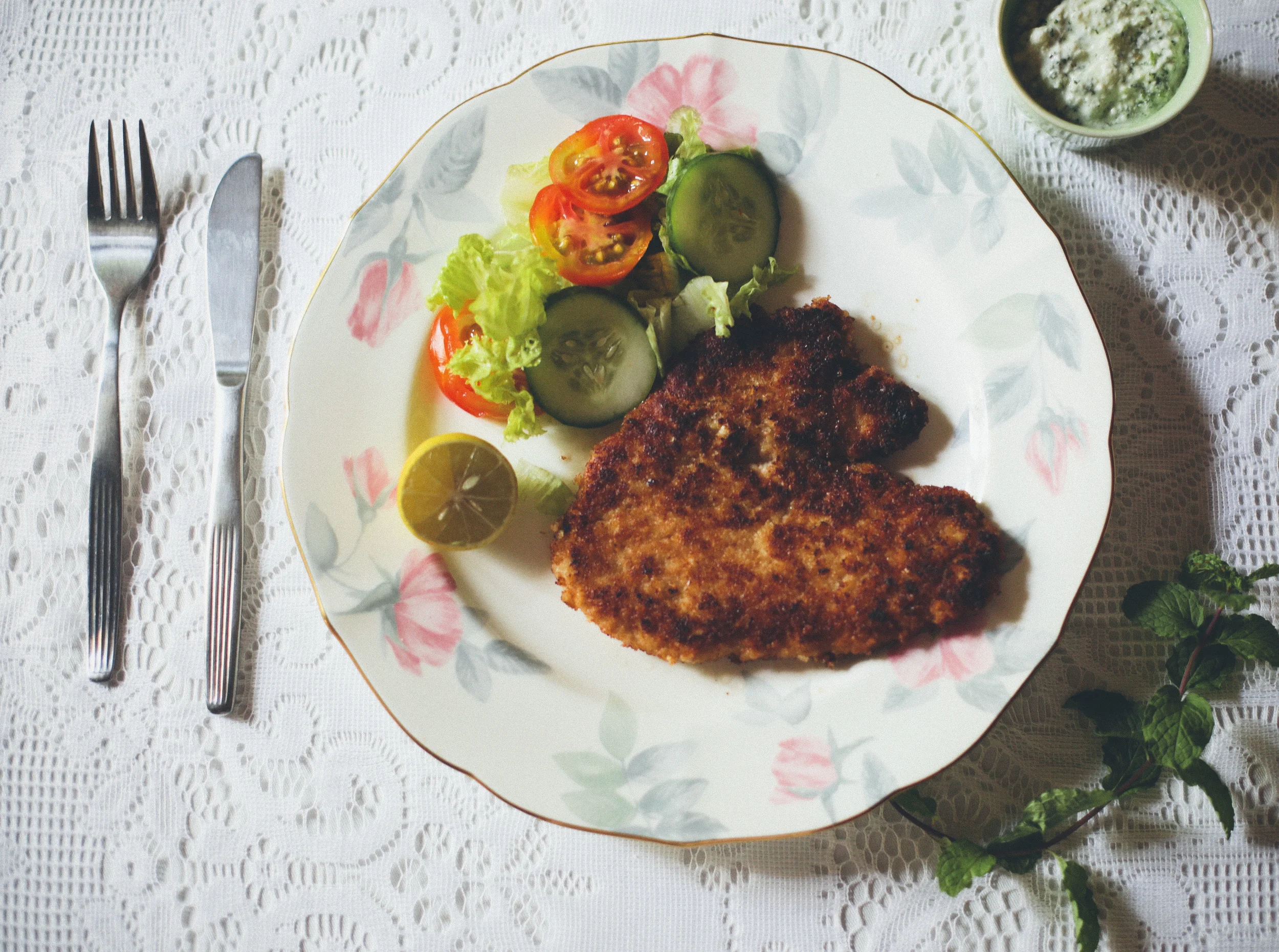 Tandoori Schnitzel with Chili Mint Chutney