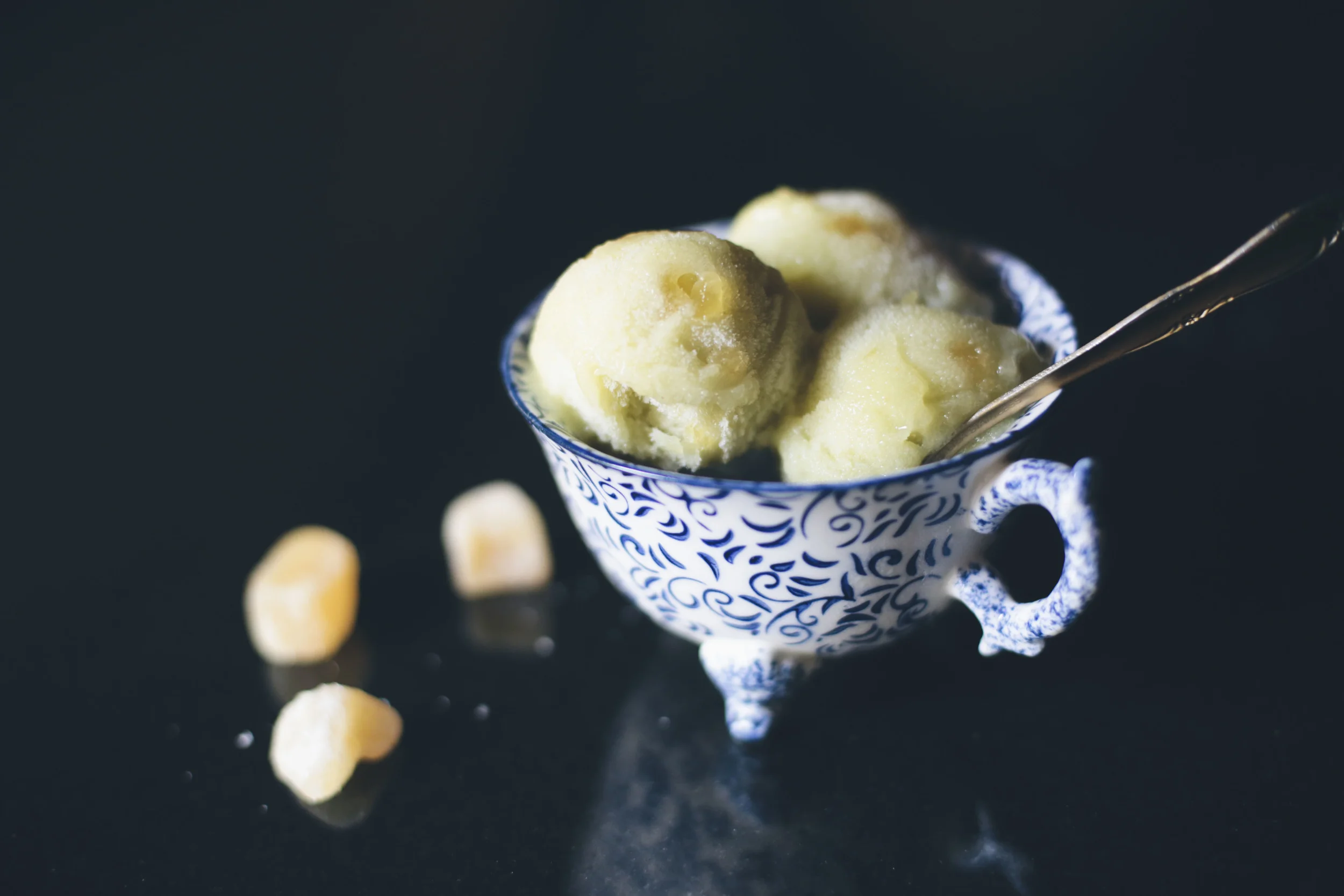 Green Apple Sorbet with Candied Ginger
