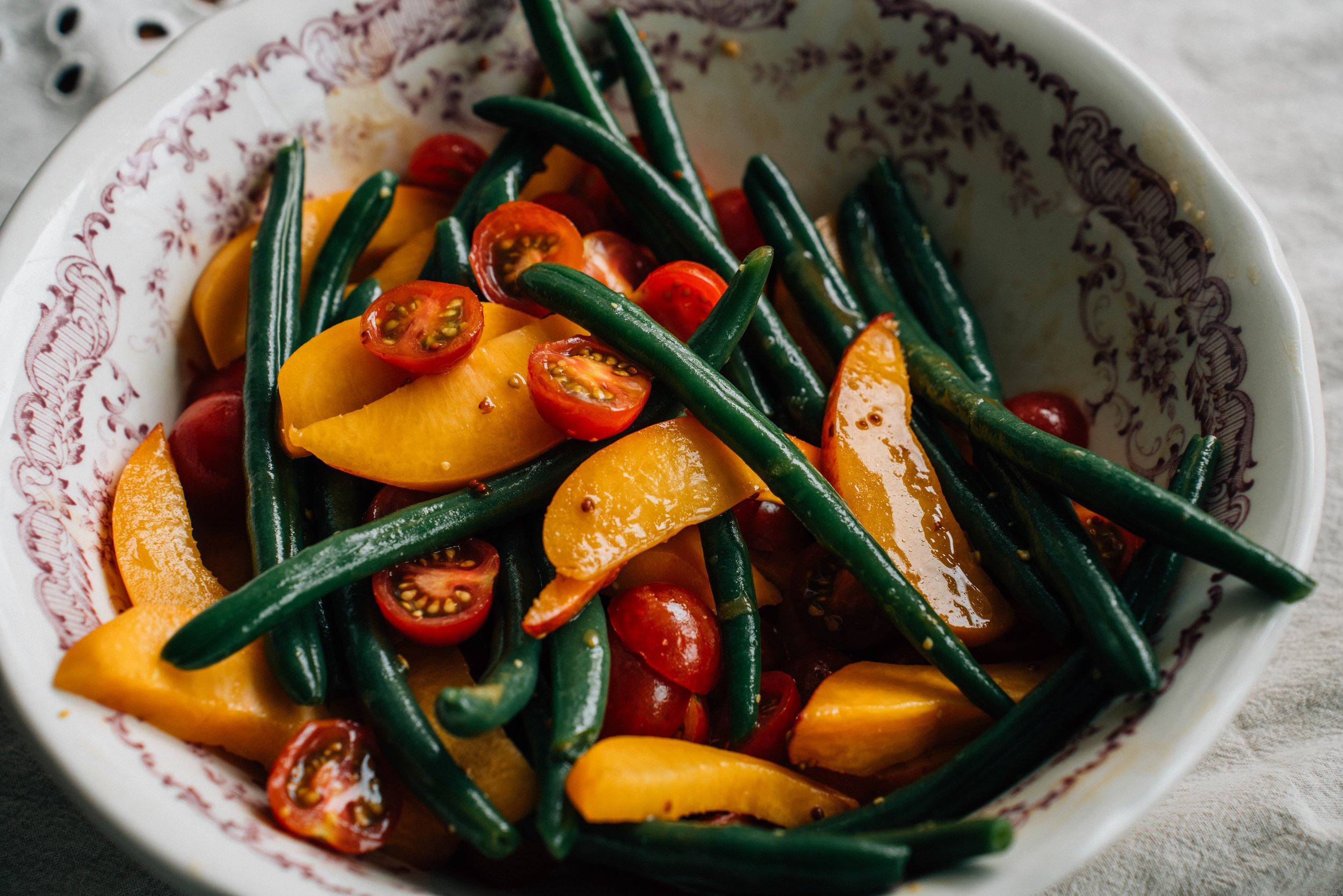 Green Bean, Cherry Tomato &amp; Peach Salad