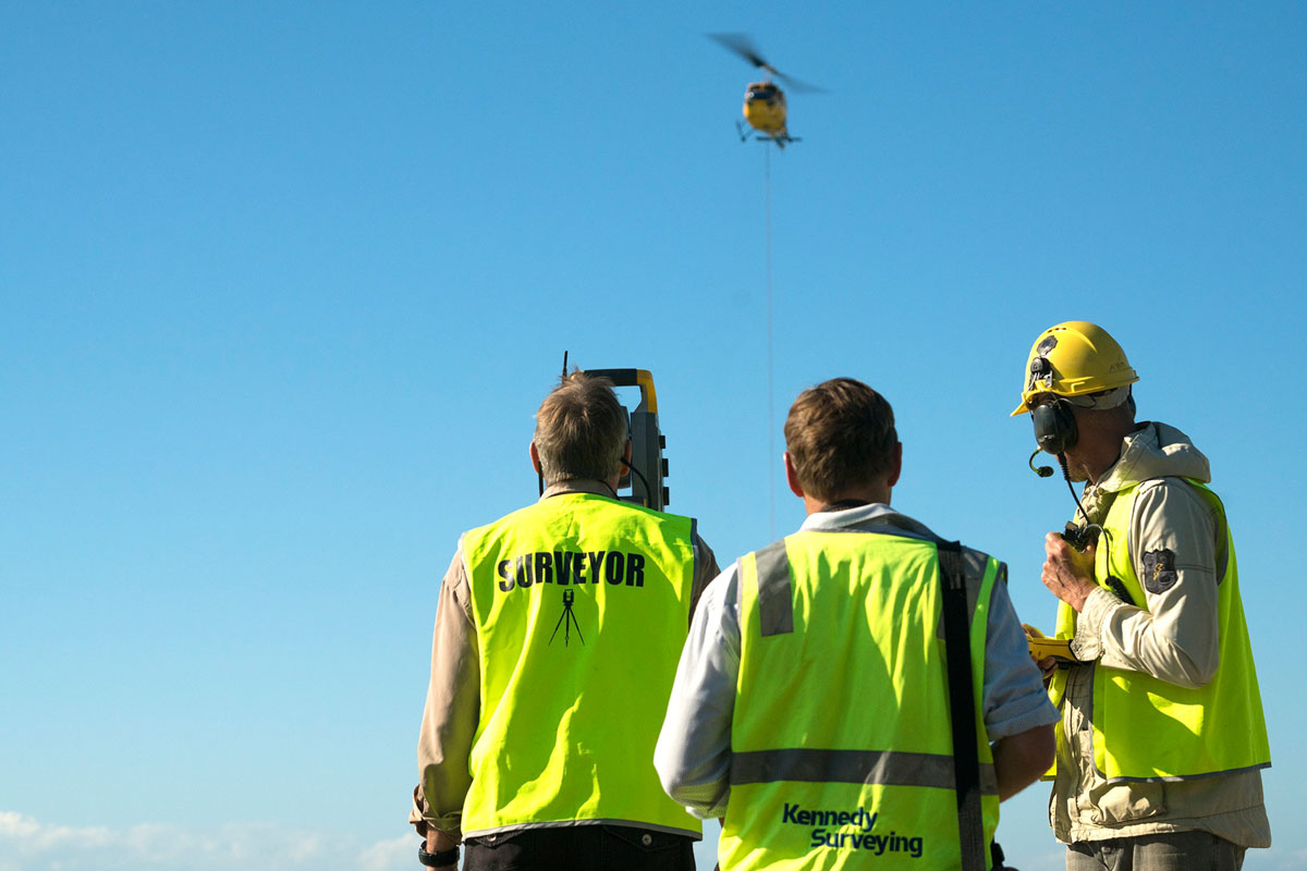 Shark Barrier construction using helicopter