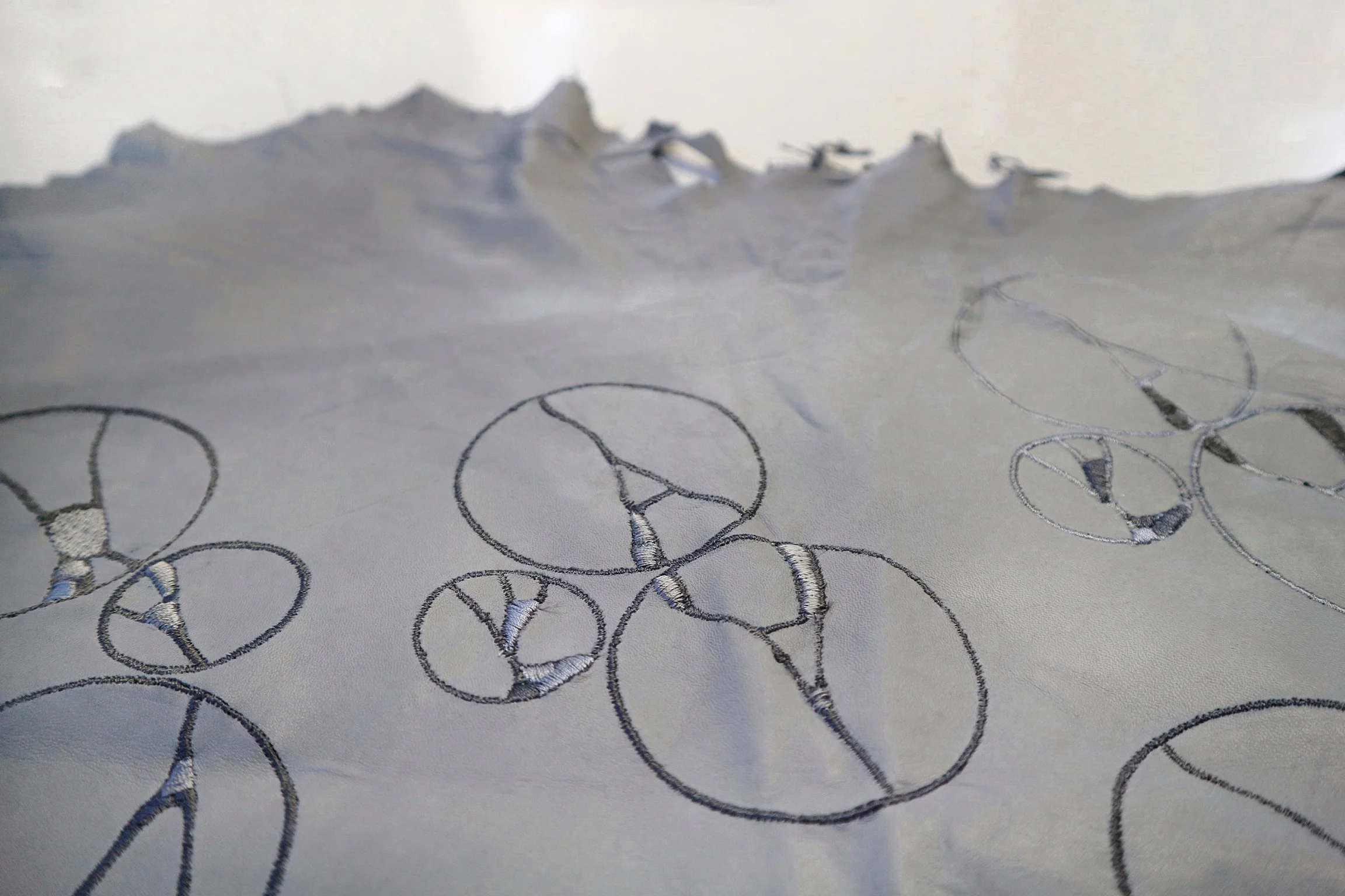My interpretation of Kintsugi patterns on embroidered leather.