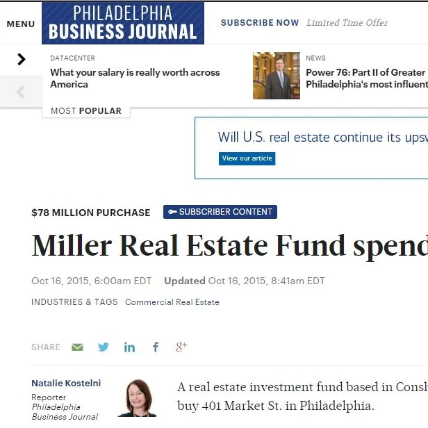 Miller Real Estate Fund II buys 401 Market Street on Philadelphia's Independence Mall