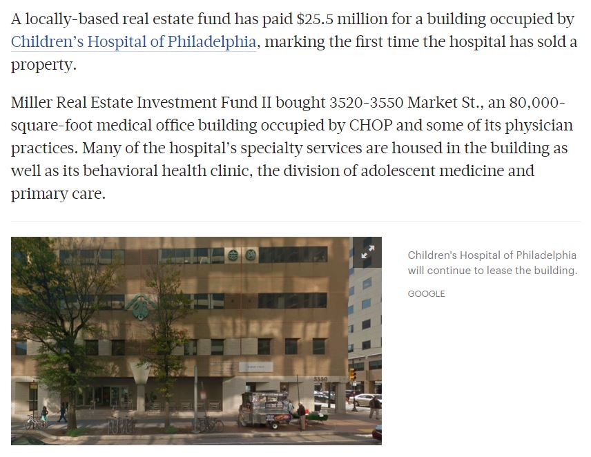 3550 Market Street office building in Philadelphia acquired by Miller Real Estate Fund II