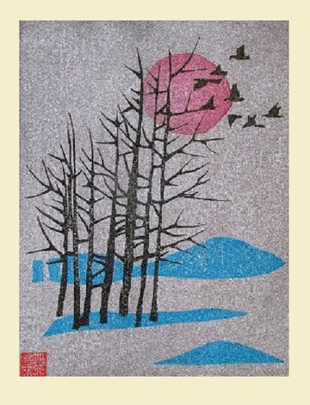 Aki no hi Woodblock print 22x34cm 2016