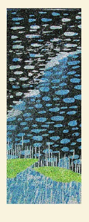 Pond Japanese Woodblock Print 50 x10cm 2017