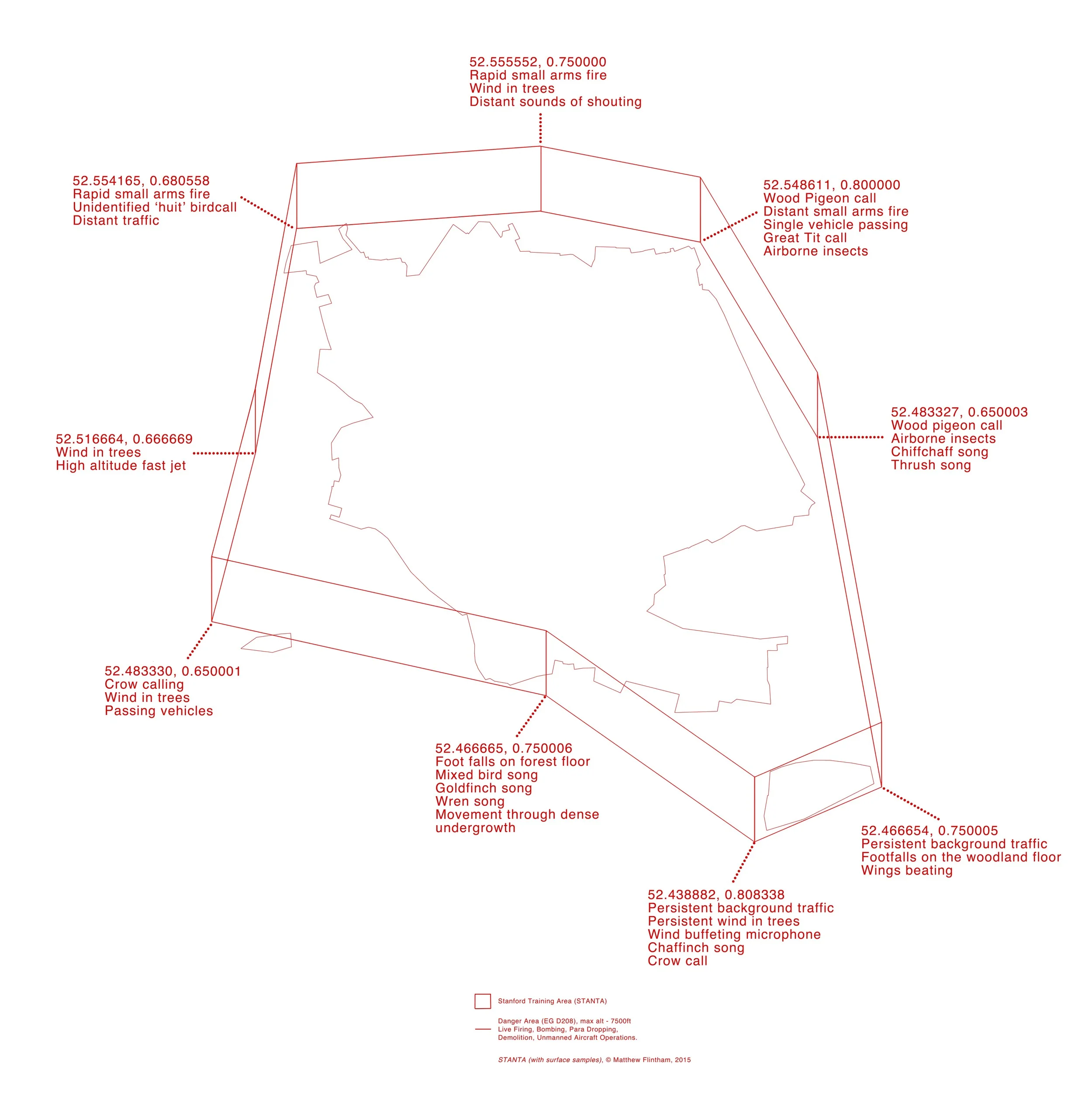 Audio map transparency for STANTA with Surface Samples, Ministries of Defence exhibition, Hungate Church, Norwich 2015
