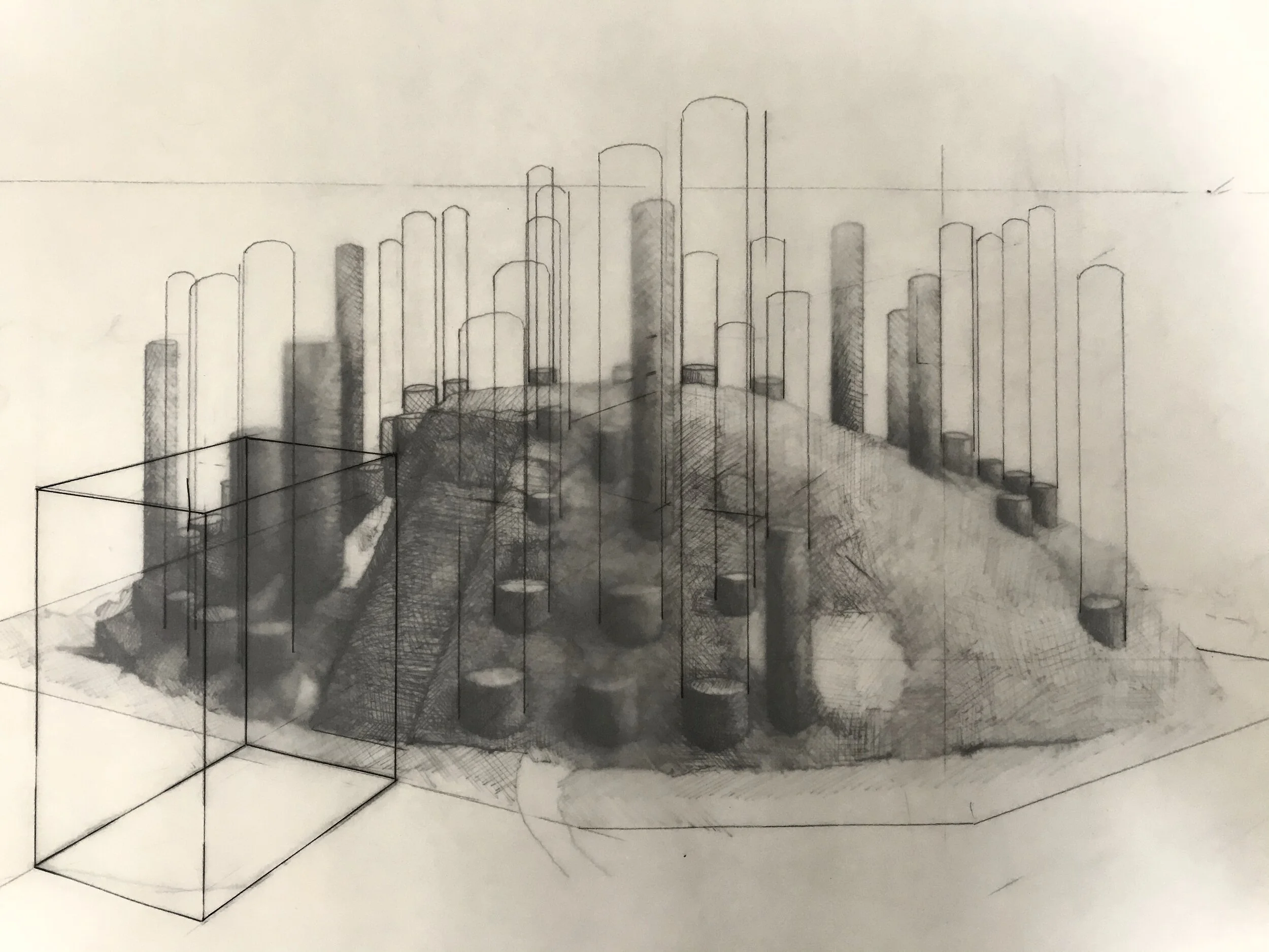 ‘The Buzzer’, 2020, pen and ink on tracing paper.