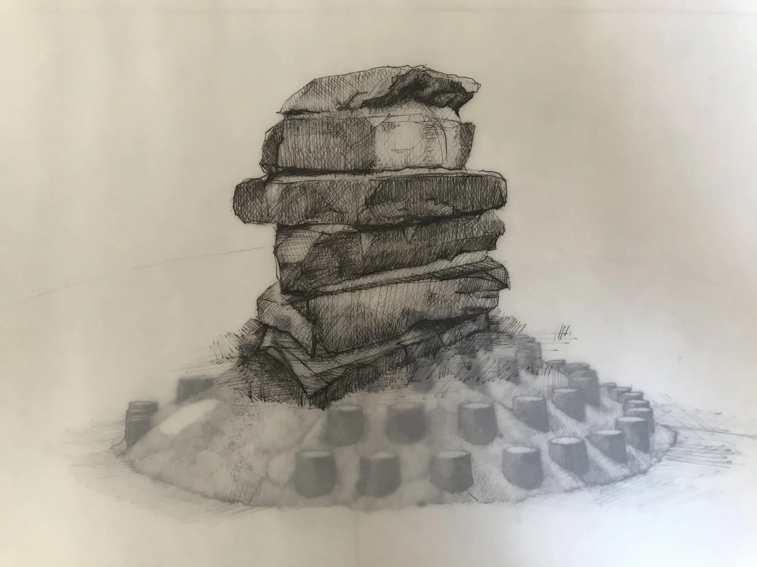 ‘The Pip’, 2020, pen and ink on tracing paper.