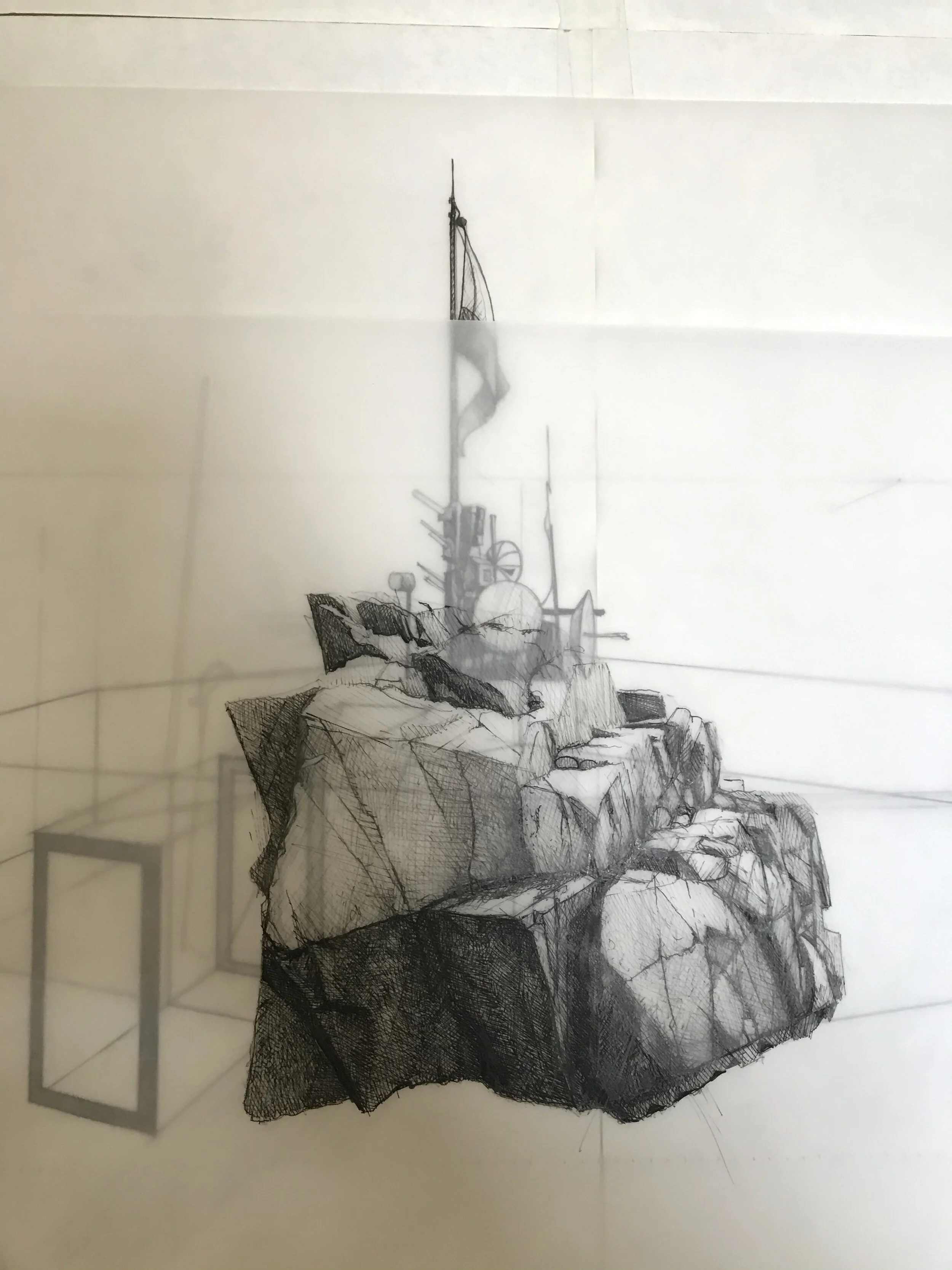 ‘Swedish Rhapsody’, 2020, pen and ink on tracing paper.