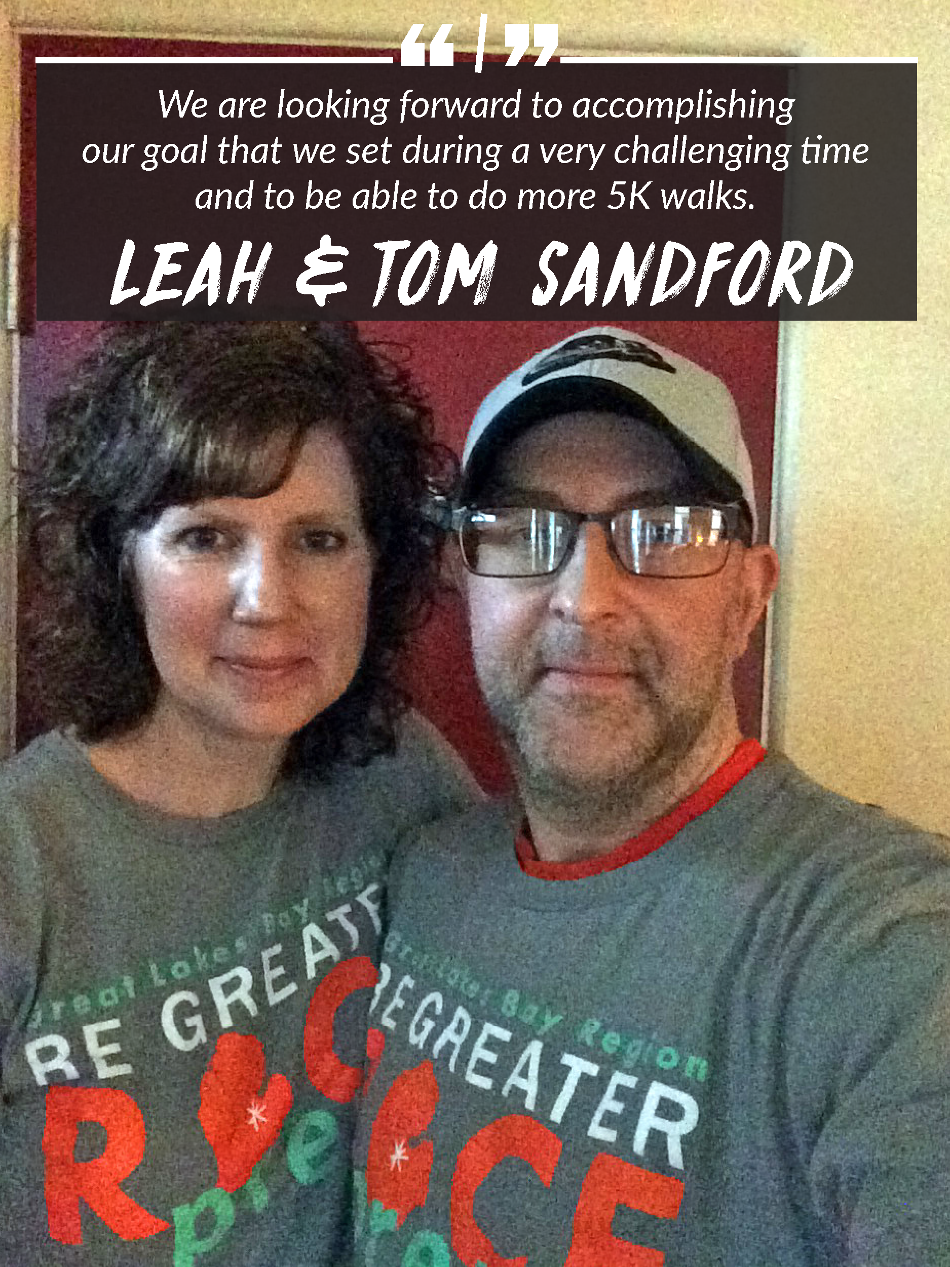 Leah and Tom Sandford are ready to race in the May 19 Dow RunWalk.