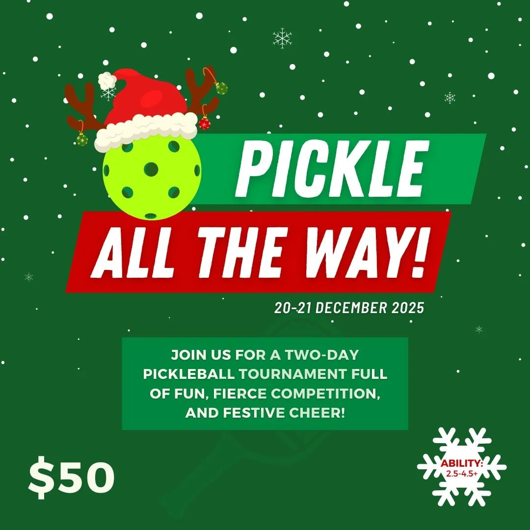 Serve up some holiday fun at our festive pickleball tournament, where the dinks are merry and the competition is bright!

Register today at https://pickleballtournaments.com/tournaments/1861c388-b8f0-45c9-8277-ae5604021d91