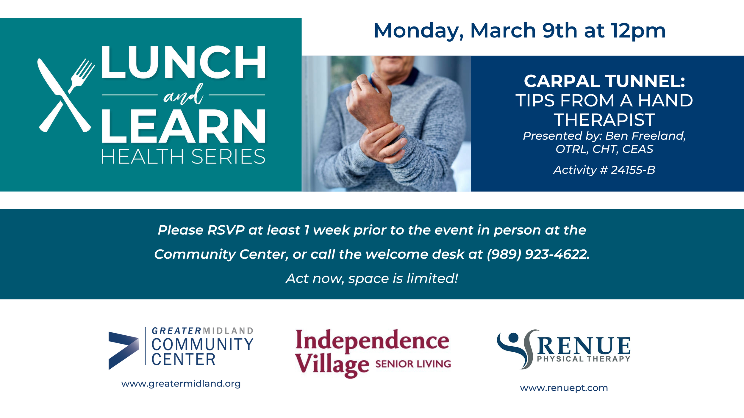 Lunch &amp; Learn: Carpal Tunnel: Tips from a Hand Therapist