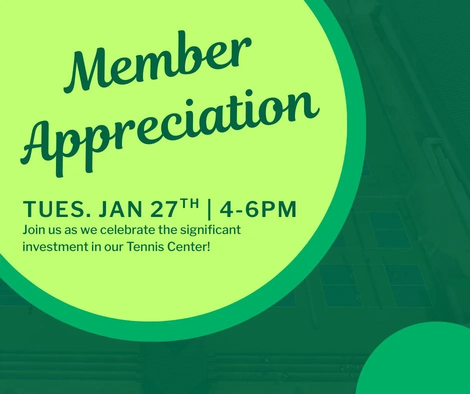 We&rsquo;re celebrating BIG upgrades at the Tennis Center!

Join us for tours, tech demos, refreshments &amp; more. Members this one&rsquo;s for you! 🎾