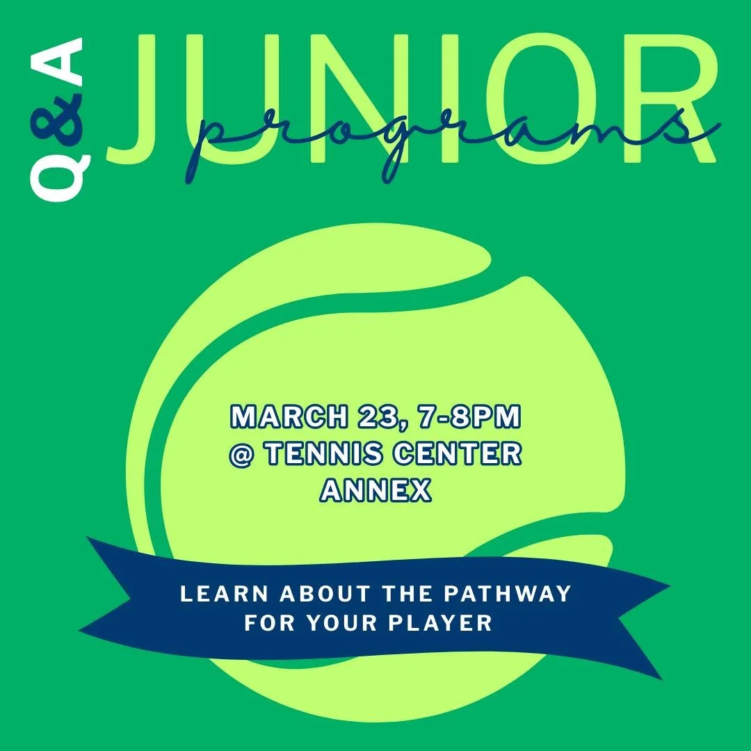 🎾 Parents &amp; Junior Players &mdash; This One&rsquo;s for You!

Curious about Junior Tennis programs? Join our Director of Junior Tennis for a quick info session covering pathways, skill levels, age groups, and how players can grow in the game.

B
