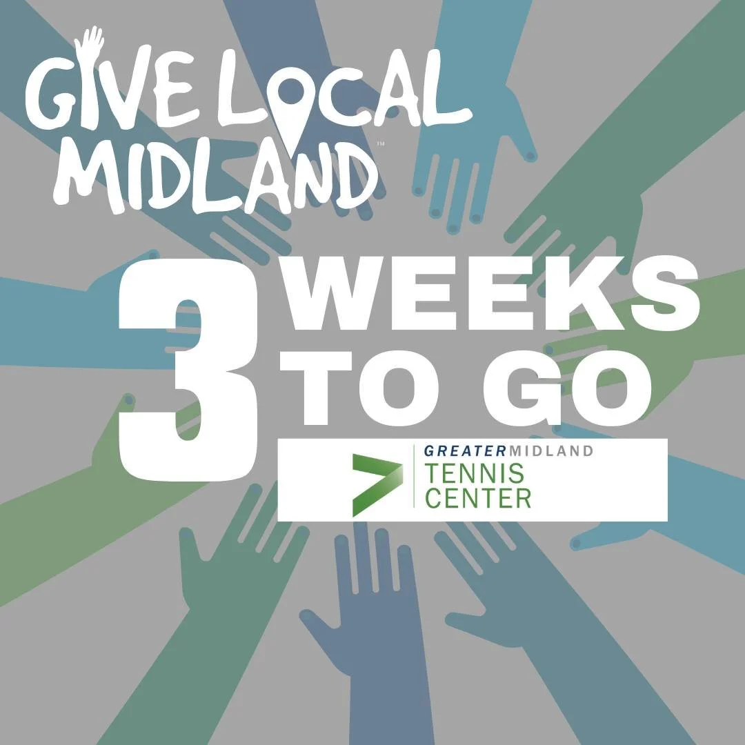 ⏰The countdown is ON &ndash; Give Local Midland 2026 is just three weeks away, May 5! 

If you believe in what Greater Midland Tennis Center is doing for our community, a donation during this 24-hour giving campaign is the perfect way to support us. 
