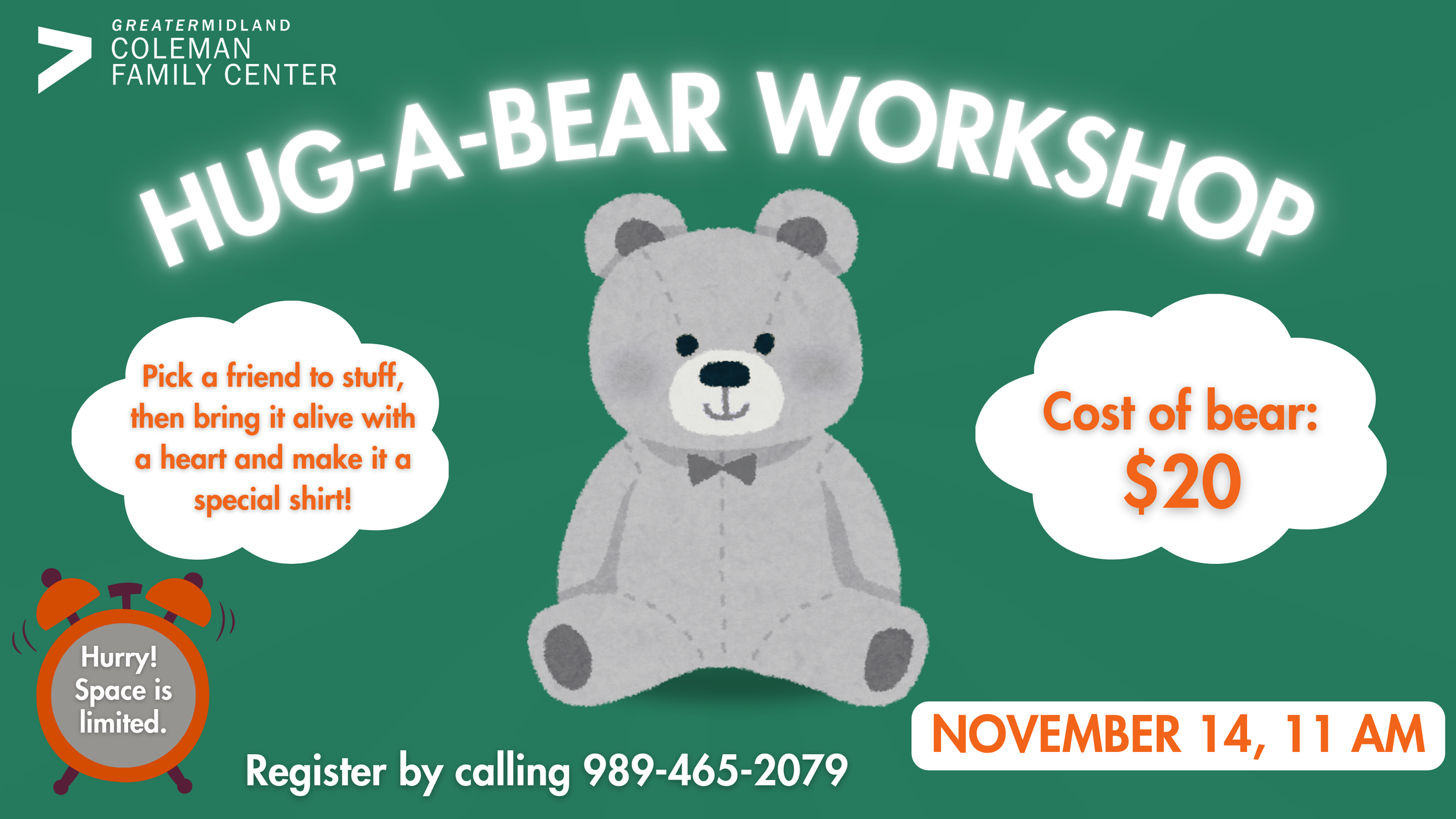 Hug-A-Bear Workshop: Build a Special Stuffie Friend!