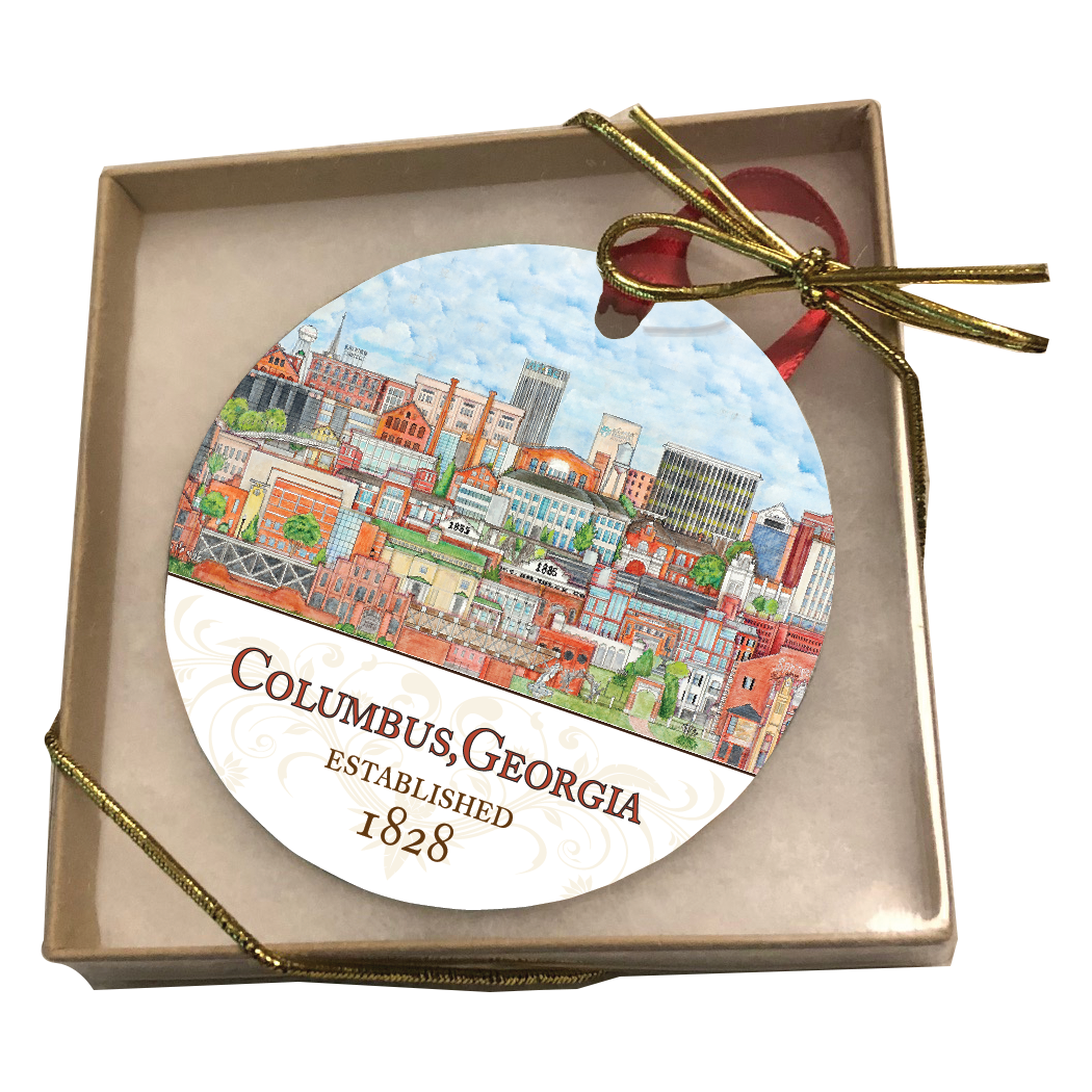 Columbus Georgia 3" metal ornament in gift box