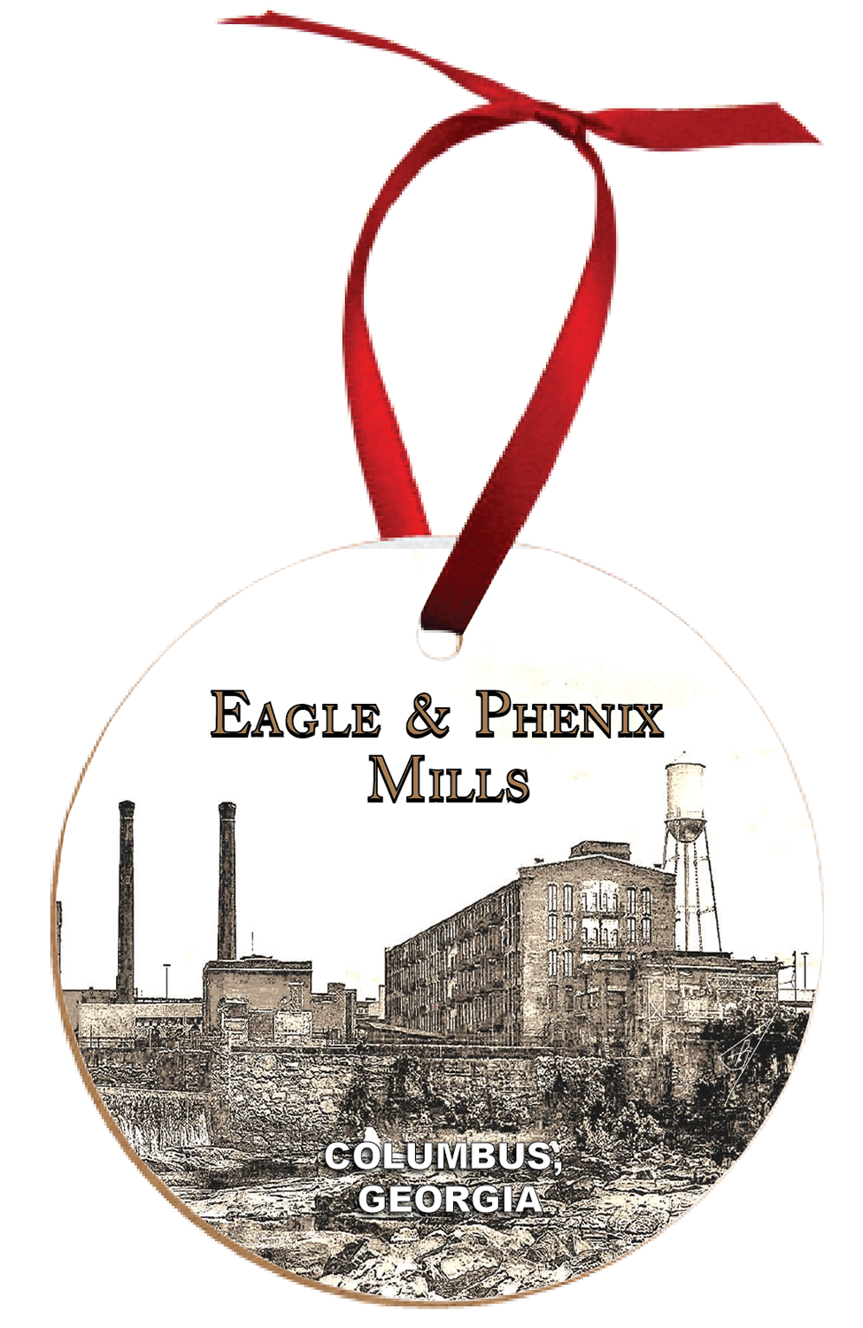 Eagle & Phenix Mill 3" metal ornament in gift box