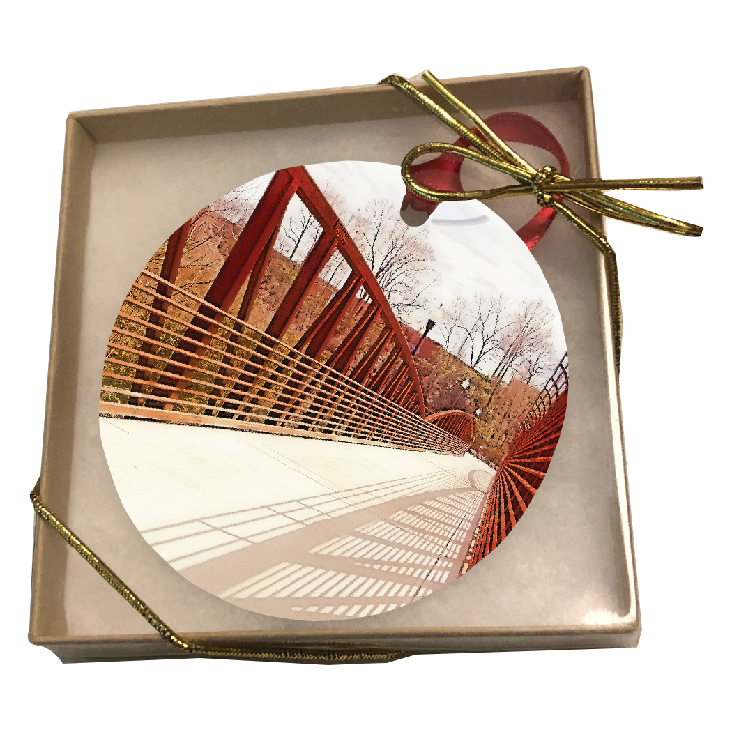 RiverWalk - Highland Bridge 3" Metal Ornament in gift box