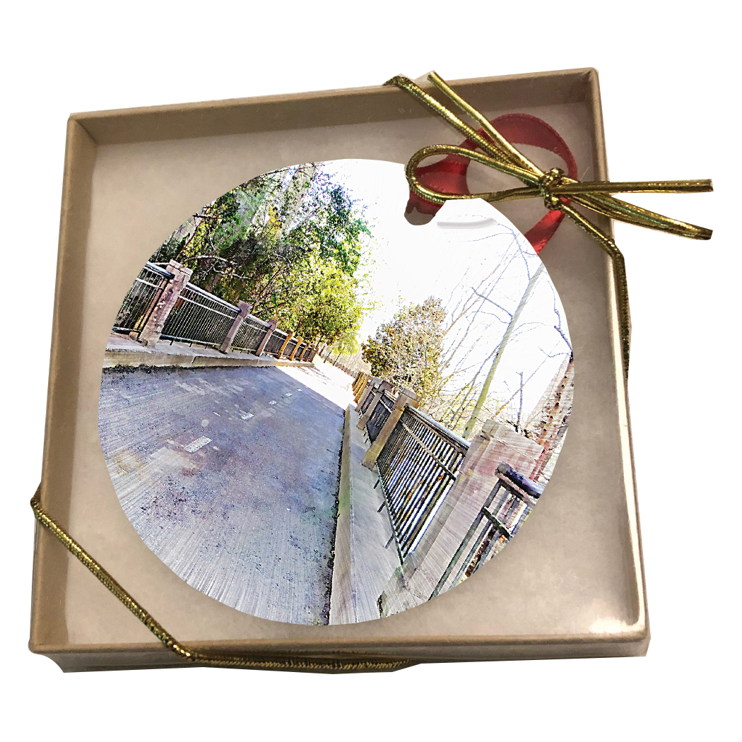 RiverWalk - Under Oglethorpe Bridge 3" Metal Ornament in gift box
