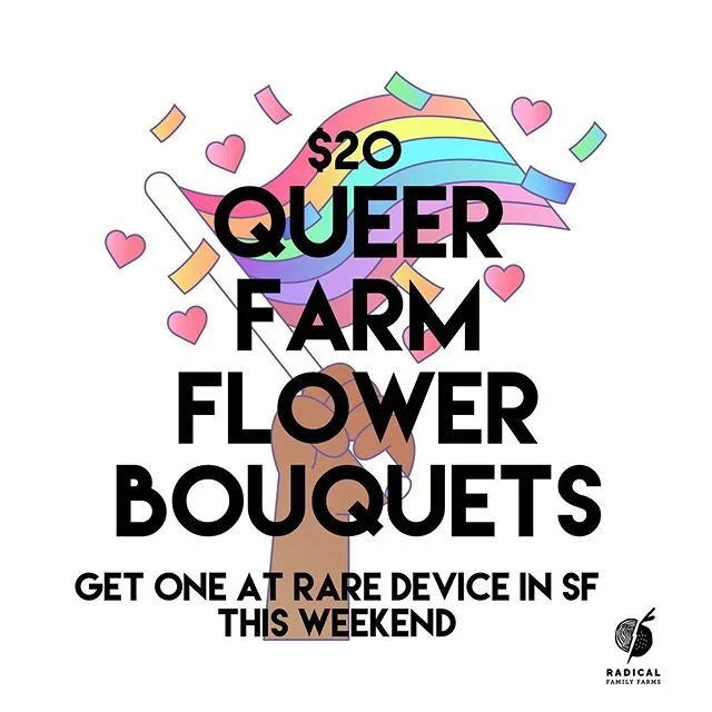 To celebrate Pride this year I&rsquo;m bringing some of our @radicalfamilyfarms flowers down to my favorite shop in SF @raredevice! The bouquets will be full of cosmos, zinnias and of course marigolds! Only $20 and you&rsquo;ll be supporting our beau